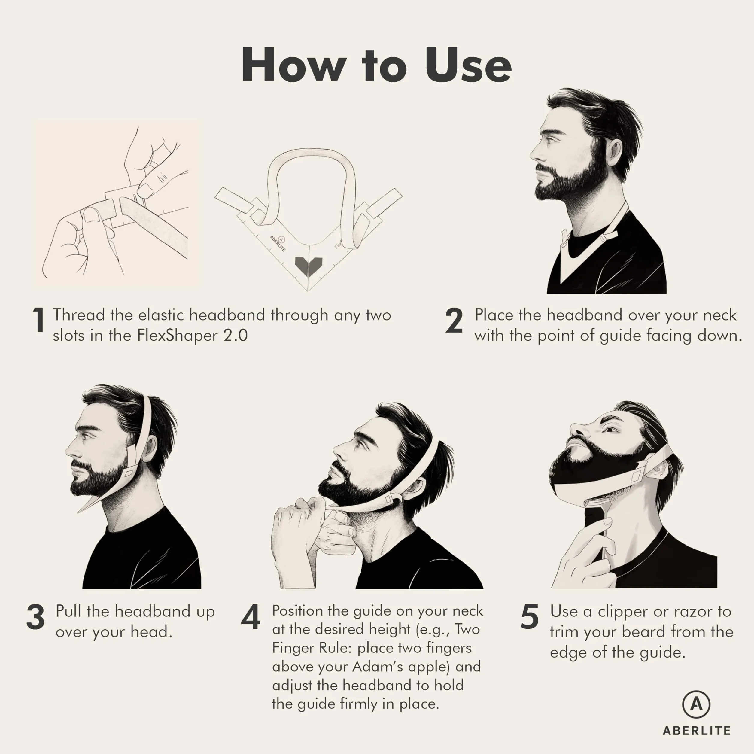 Aberlite Flex Shaper 2.0 modellatore per barba da uomo kit stencil allineamento bianco