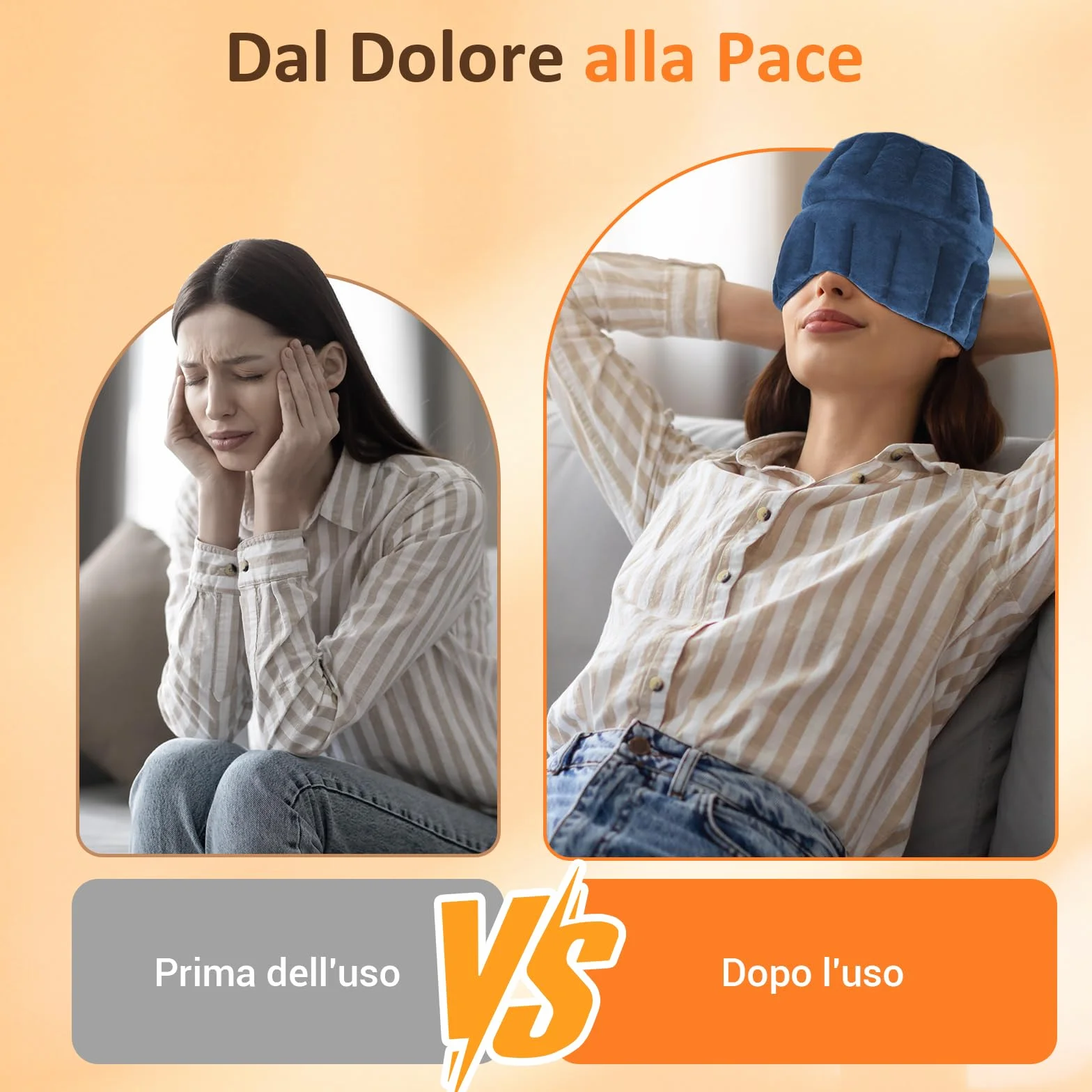 Comfytemp Cappello Riutilizzabile per Emicrania e Fascia Mal di Testa, Alleviare la Pressione Sinusale, Mal di Testa Tensivi e Affaticamento Degli Cchi, Maschera Termica per Gli Occhi