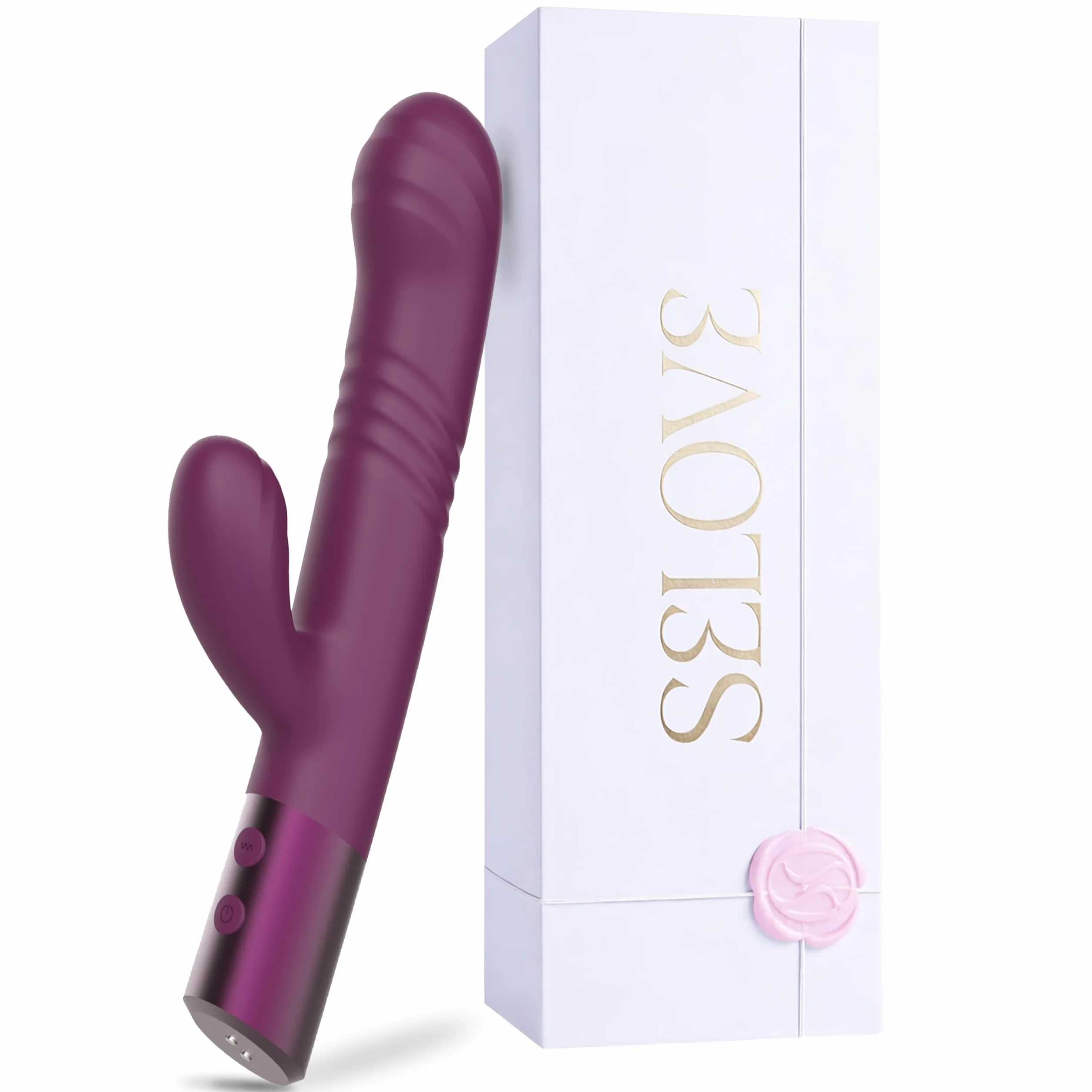 SELOVE Vibratore Rabbit con Spinta – Dildo Punto G, Doppia Vibrazione