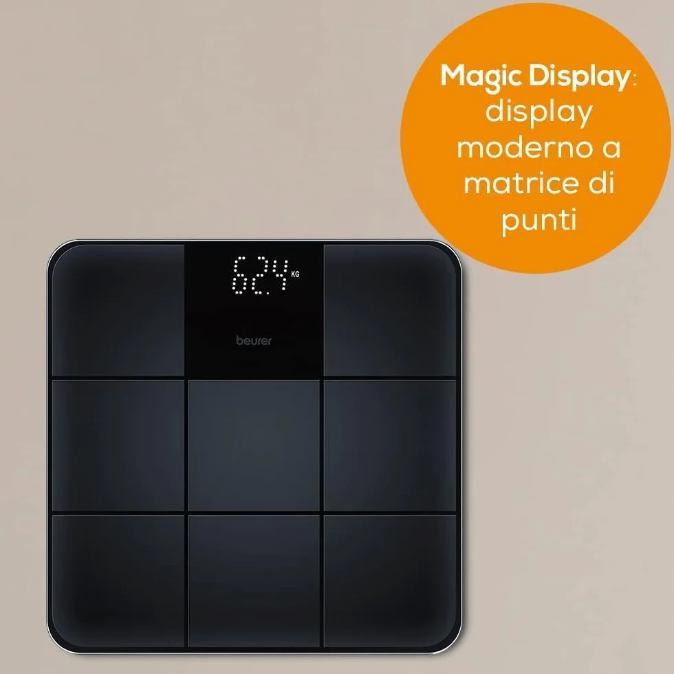 Beurer GS 235 Bilancia Pesapersone Digitale Vetro Silicone Antiscivolo Display Magic 180 kg Nero