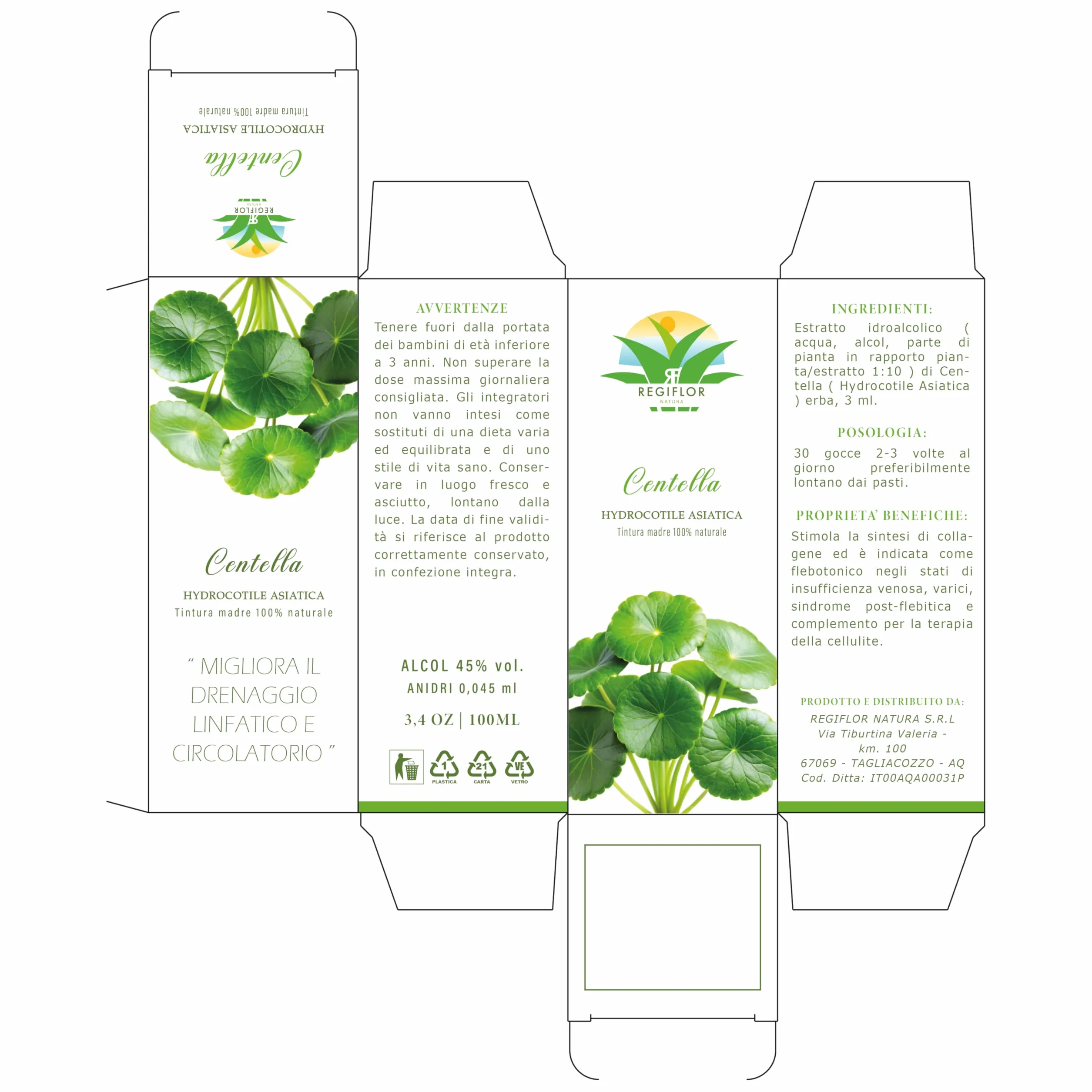 Tintura Madre di Centella Asiatica 100% Naturale 100ml con Contagocce Integratore Alimentare