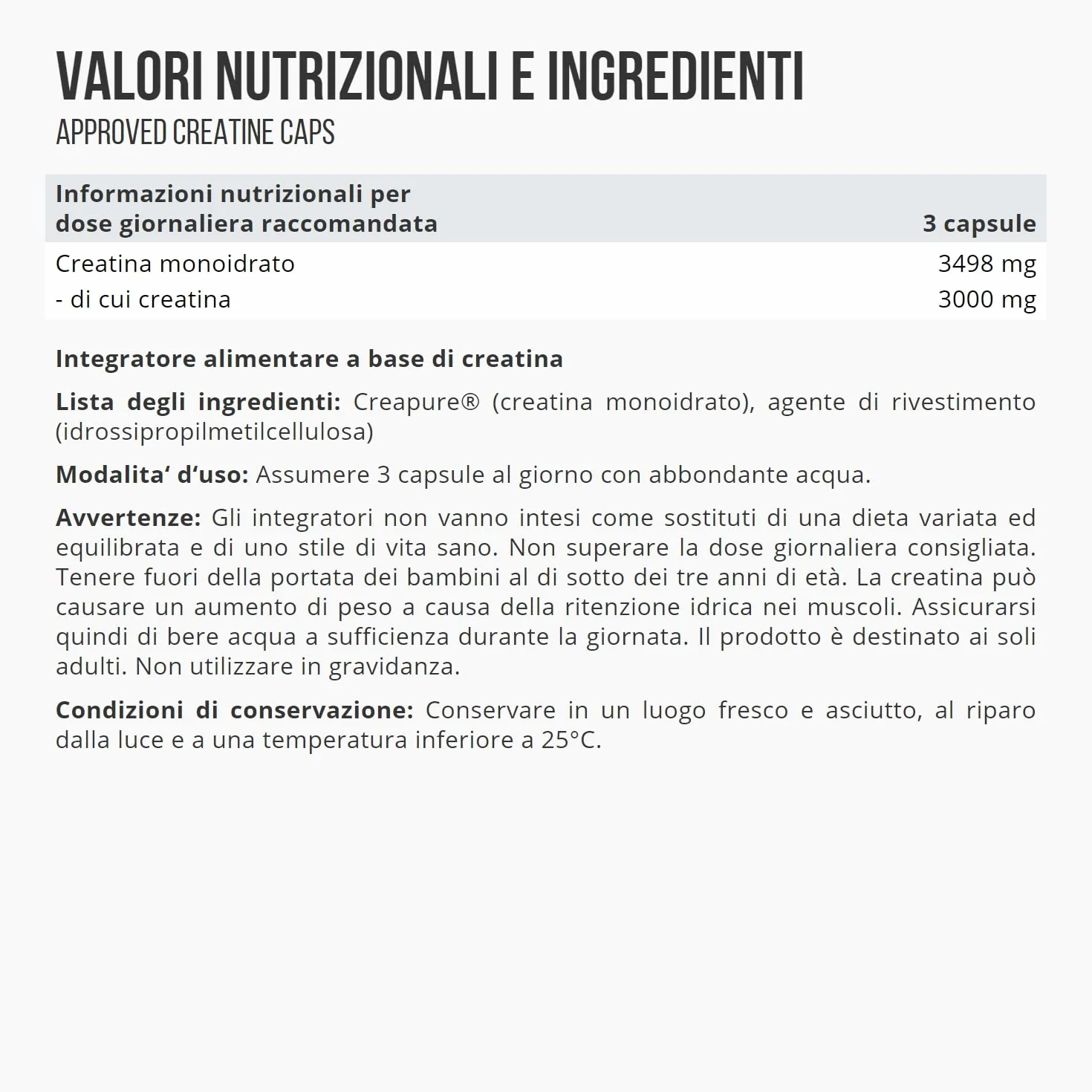 WFN Approved Creatine Caps - Creapure - 180 Capsule di creatina - Giga Caps ad alta dose - Pura creatina monoidrato - Vegano - 60 Porzioni - Prodotto in Germania - Testato in laboratorio esterno