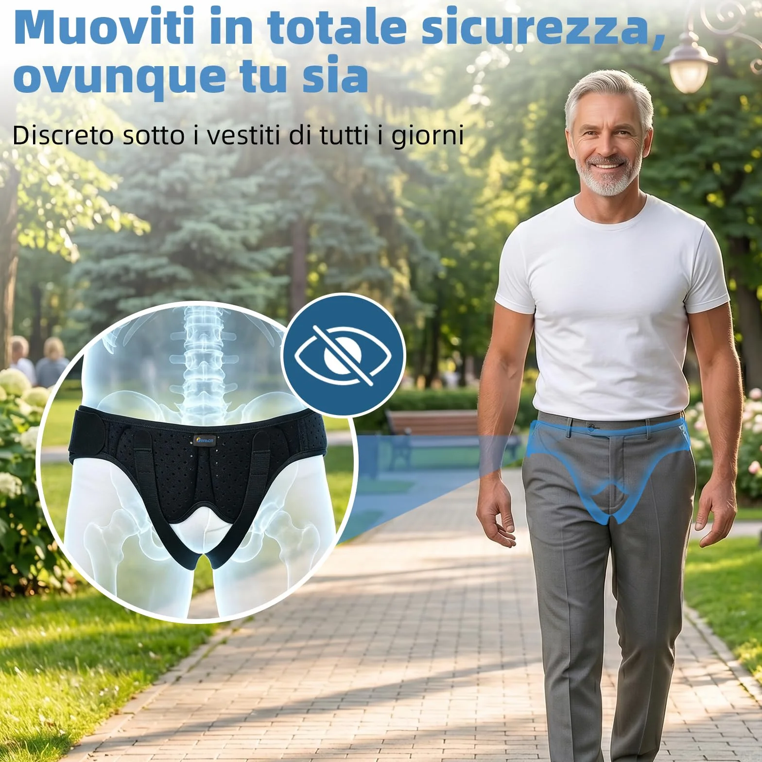 Tenbon Cintura per ernia per uomini e donne Cintura per ernia regolabile flessibile Supporto per ernia Sollievo dal dolore con 2 cuscinetti di compressione rimovibili (M)