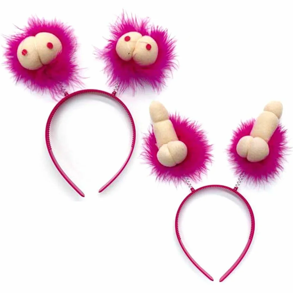 2 pezzi Cerchietto con antenne tette piselli gadget sexy addio al nubilato celibato compleanno diciottesimo festa per adulti