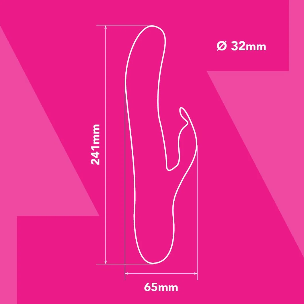 Control Be Playful, Vibratore Rabbit con Effetto Spinta e Braccio Flessibile per il Clitoride, Silicone medico senza Ftalati, Ricarica USB, Water Splash (IPX4)