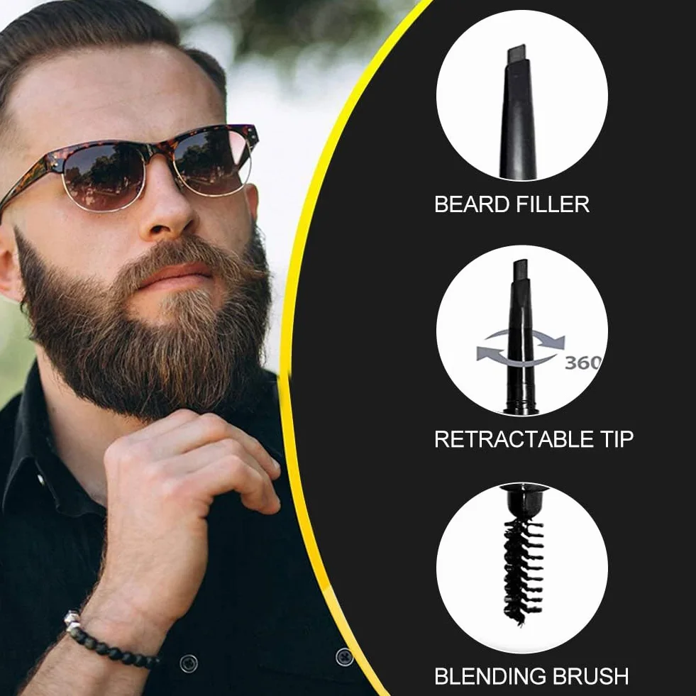 Penna Riempimento Barba Uomo Strumento Styling Set con Forbici Naso Nero 2 PCS