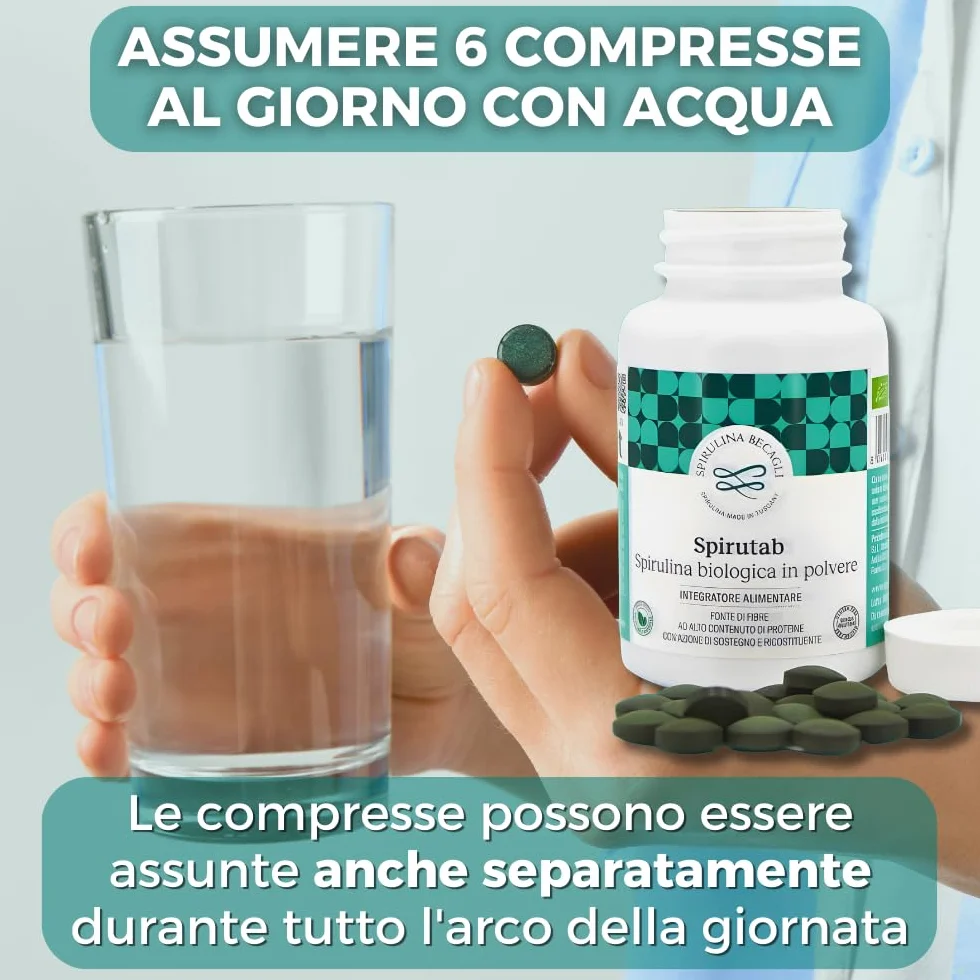Spirulina Becagli Spirutab Compresse Integratore Alga Spirulina Made in Italy 180 Compresse