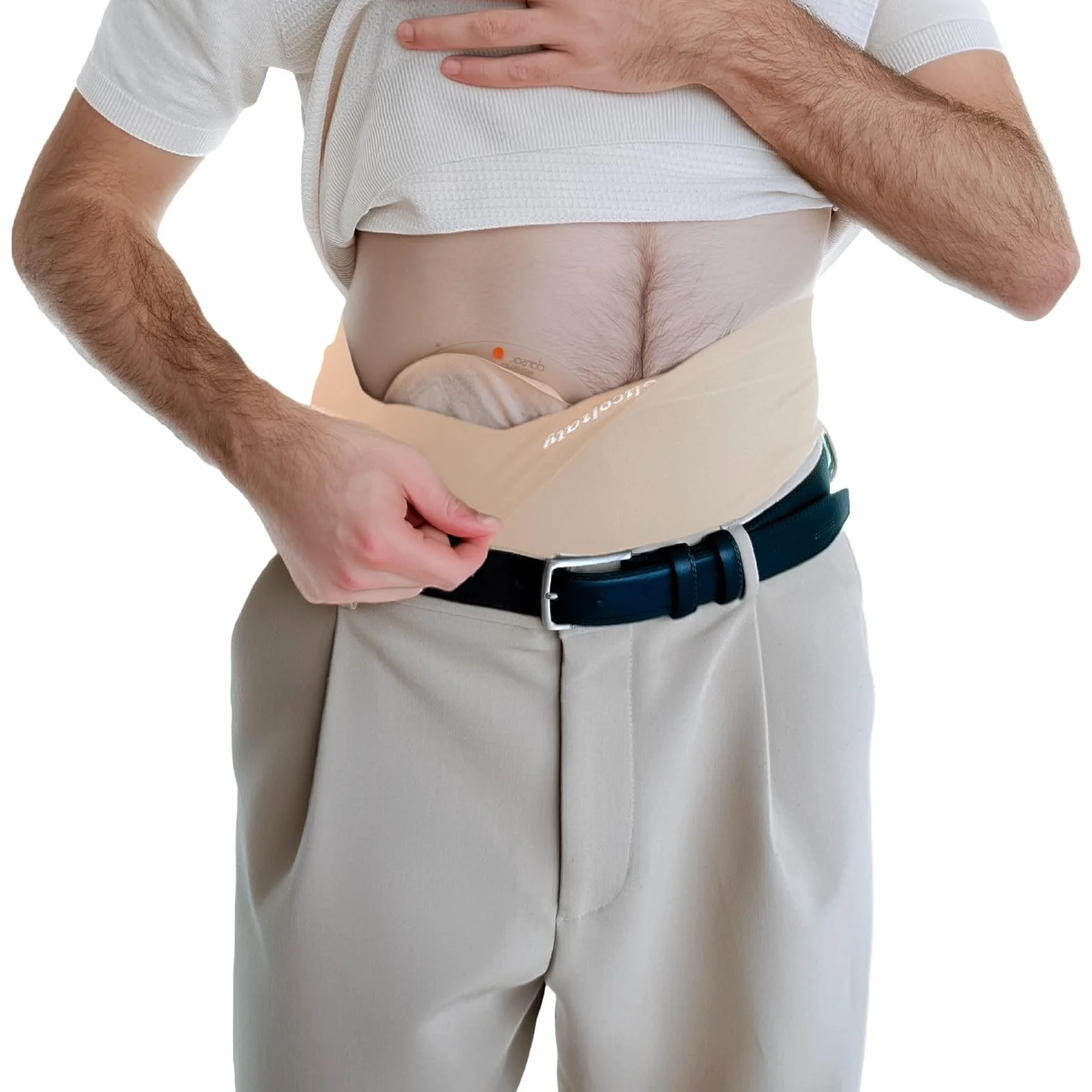 Glico Line Fascia Giorno Plus per Stomia Unisex, Ideale per Giorno e Notte, Tasca Interna per Contenere la Sacca, Made in Italy, Beige, M