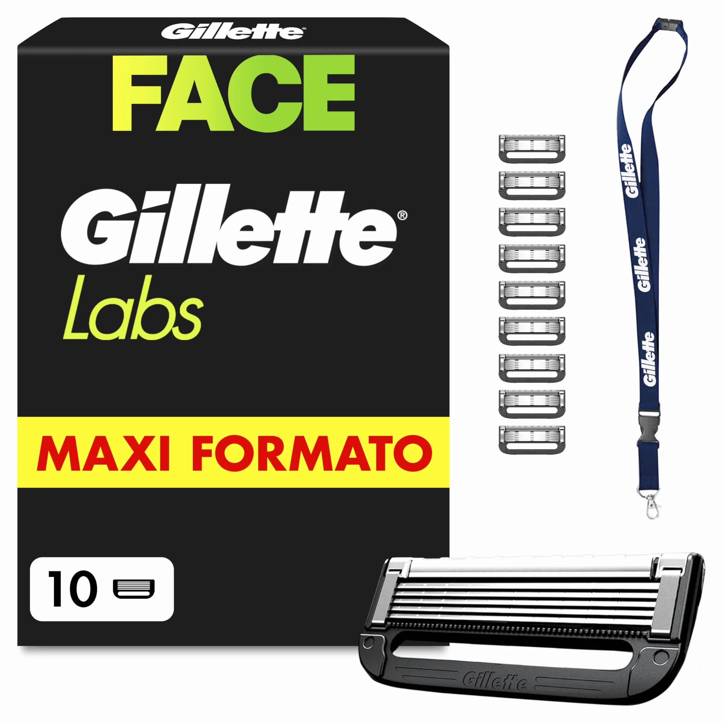 Gillette Labs Lamette di Ricambio per Rasoio da Uomo, Confezione da 10, Compatibili con Gillette Labs con Barra Esfoliante e Heated Razor, Rasatura Profonda Uomo, Lame di Precisione