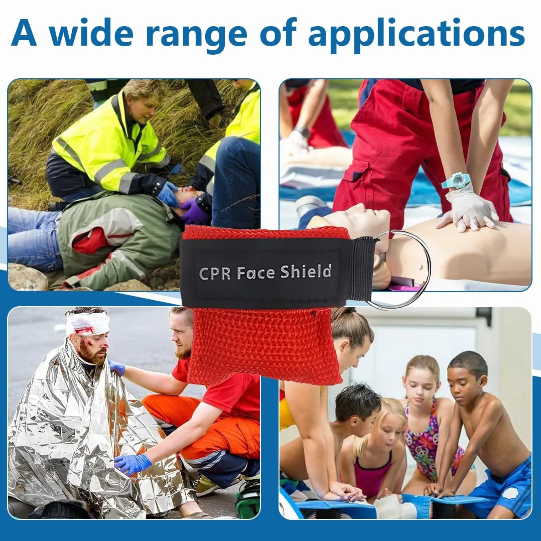 CPR Face Shield Portachiavi Maschera di Respiro Primo Soccorso 4 Pezzi