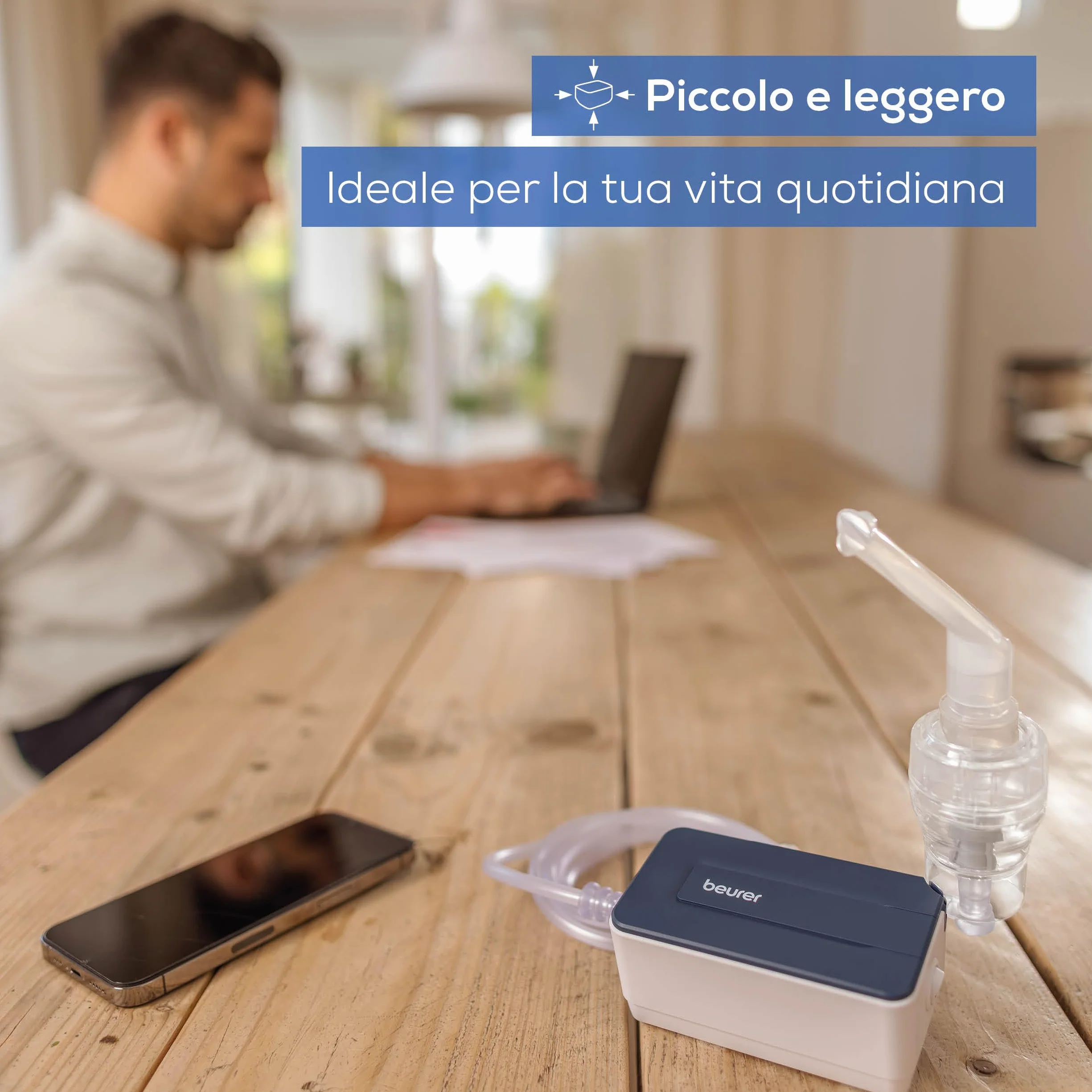 Beurer IH 15 Nebulizzatore Aerosol Compressore Compatto Leggero Uso Quotidiano Facile Veloce Viaggio