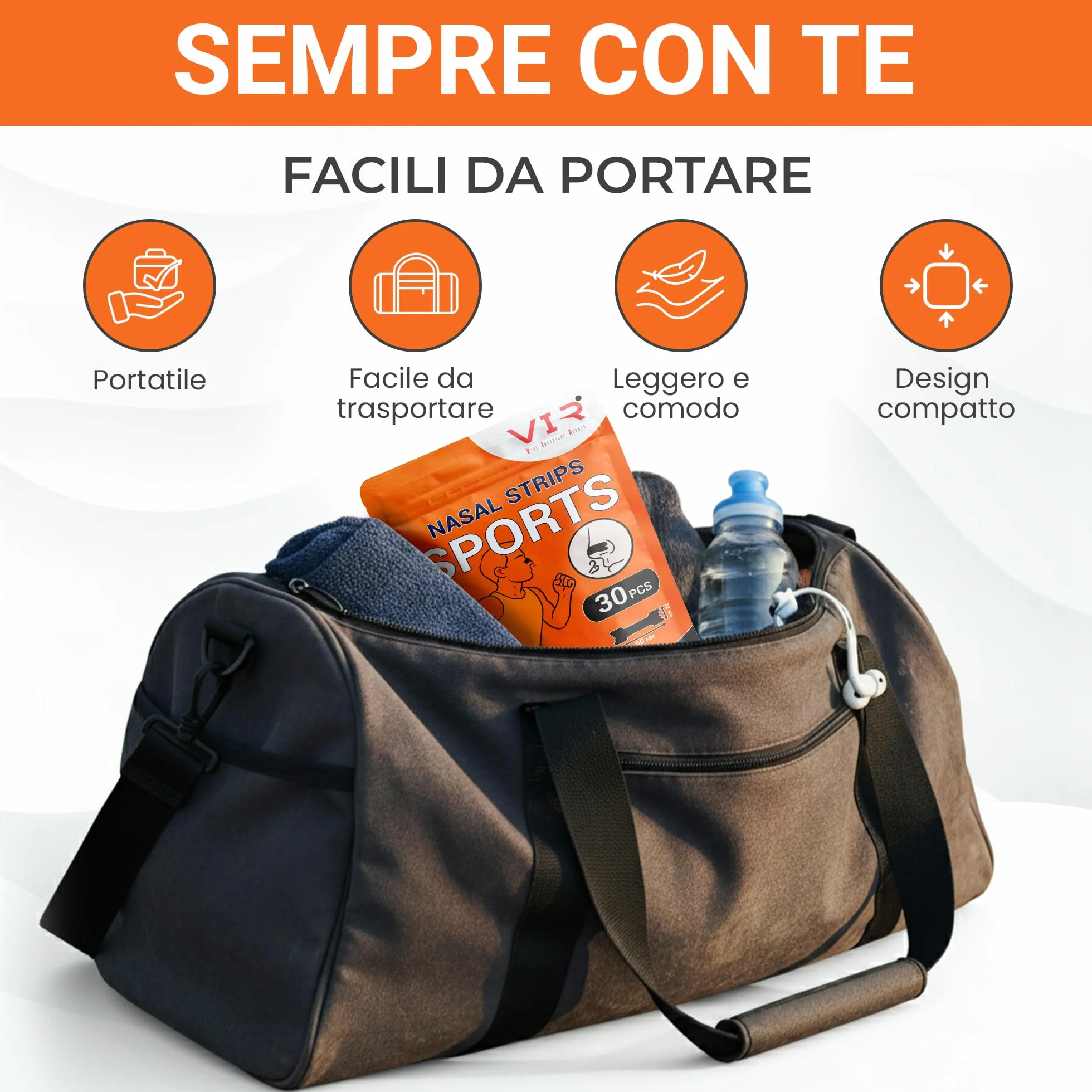 Cerotti Nasali per Sport Extra Forte 30 Pezzi - Nasal Strips per Corsa, Ciclismo, Fitness (60 x 22 mm)