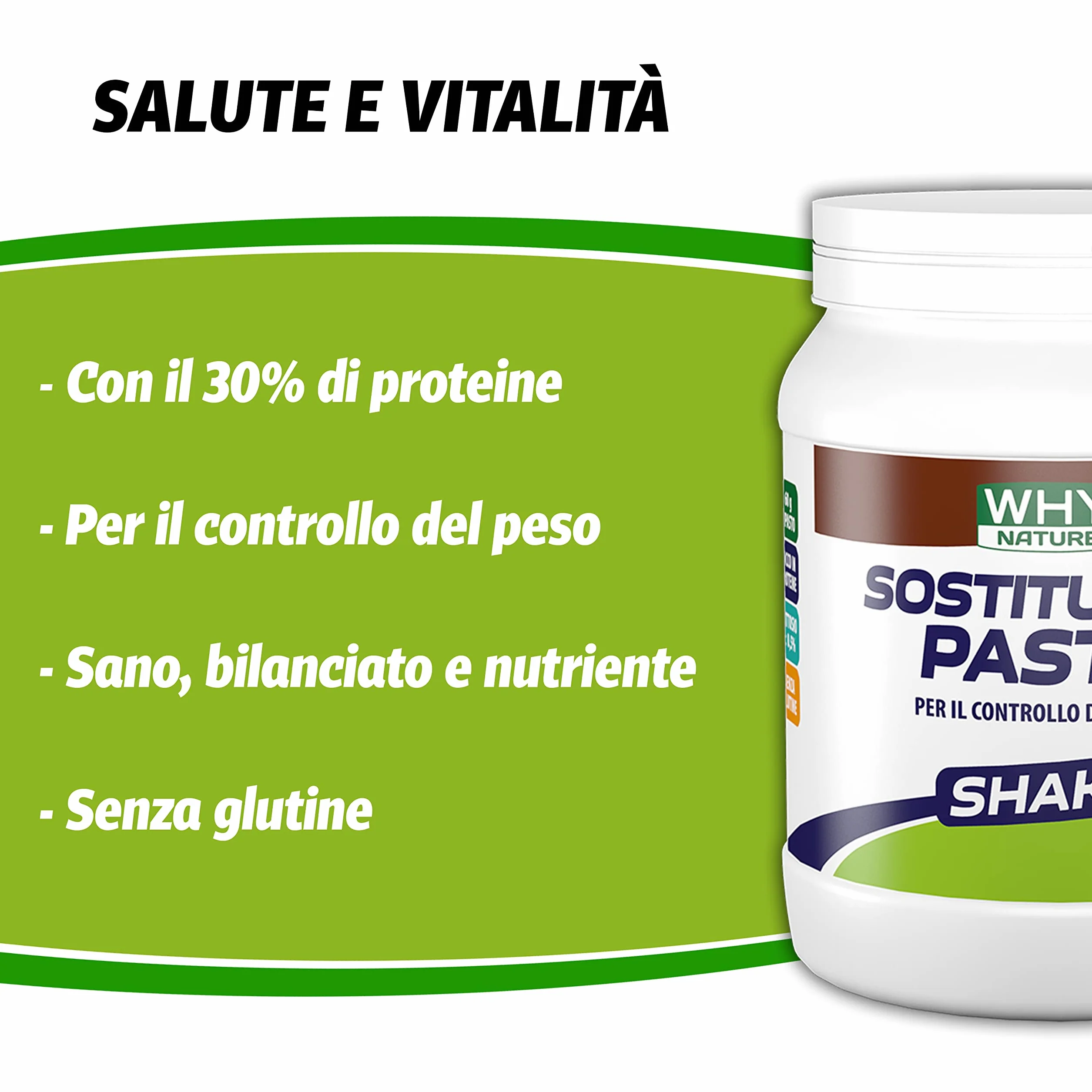 WHY NATURE SOSTITUTIVO PASTO - Sostitutivo Pasto - A Base di Proteine del Latte in Polvere, Carboidrati, Vitamine e Minerali - Senza Glutine - Gusto Cacao - 480 Gr