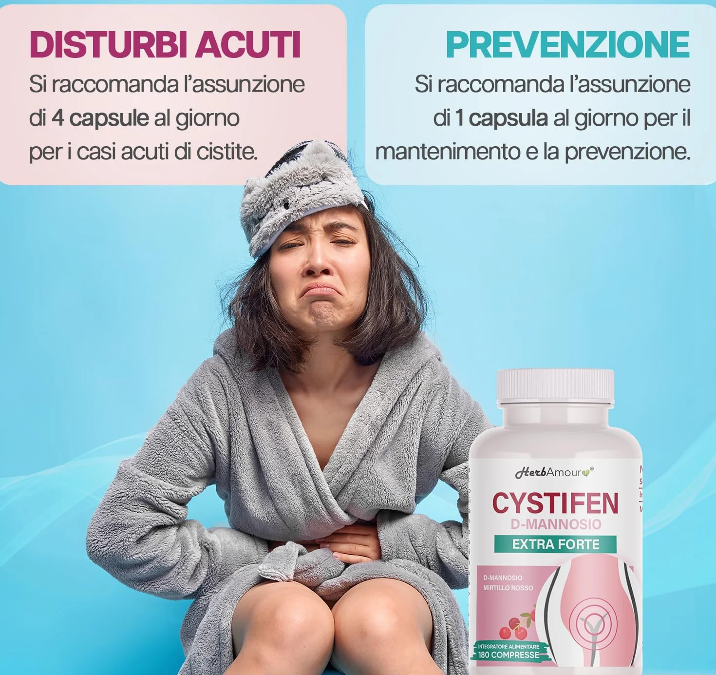 D-Mannosio 500 mg 180 Compresse Alto Dosaggio Integratore Mirtillo Rosso 40 mg Senza Glutine