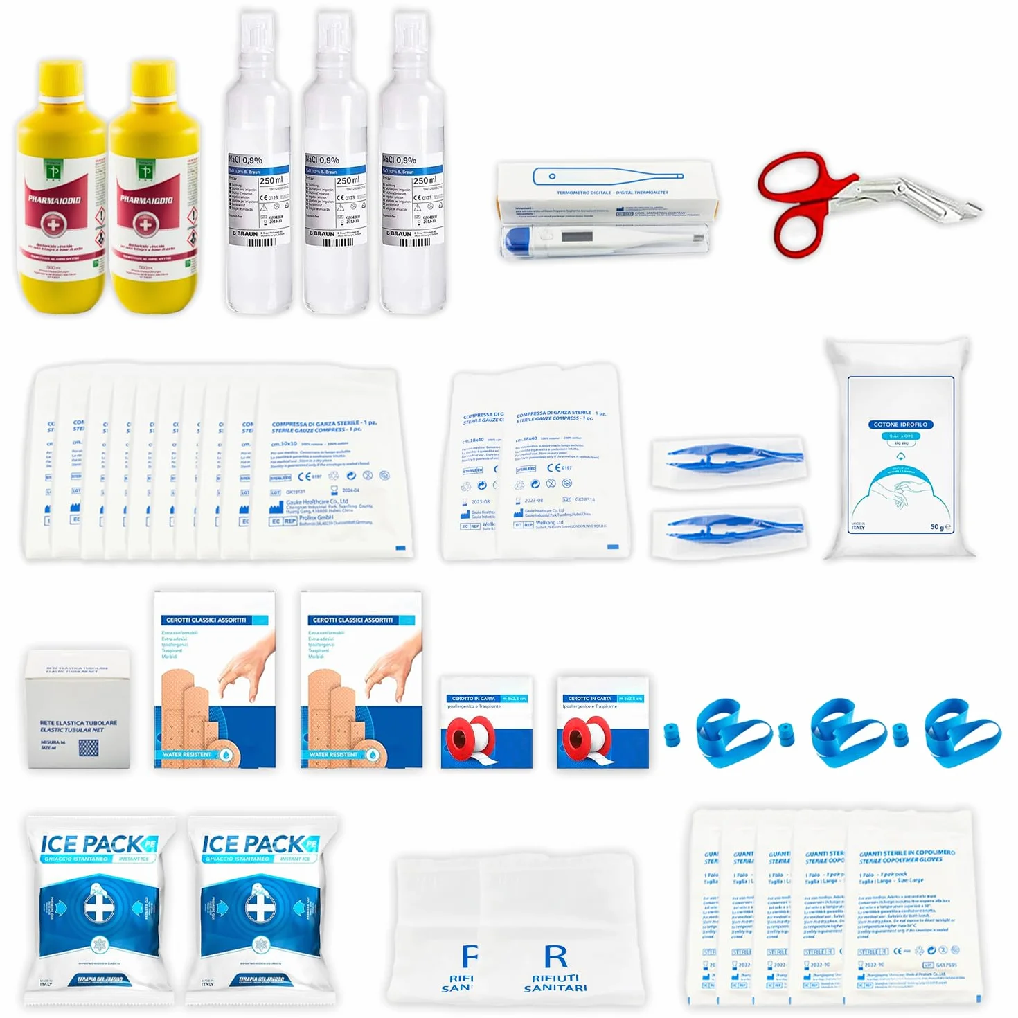 Kit reintegro medicazione cassetta pronto soccorso aziendale Conforme 388/DL81 Made in Italy