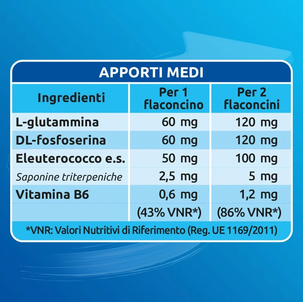 Sustenium Memo Fosforo - Integratore alimentare a base di Fosfoserina, Glutammina, Vitamina B6 ed Eleuterococco. Energia per la mente. Confezione da 10 flaconcini (10ml)
