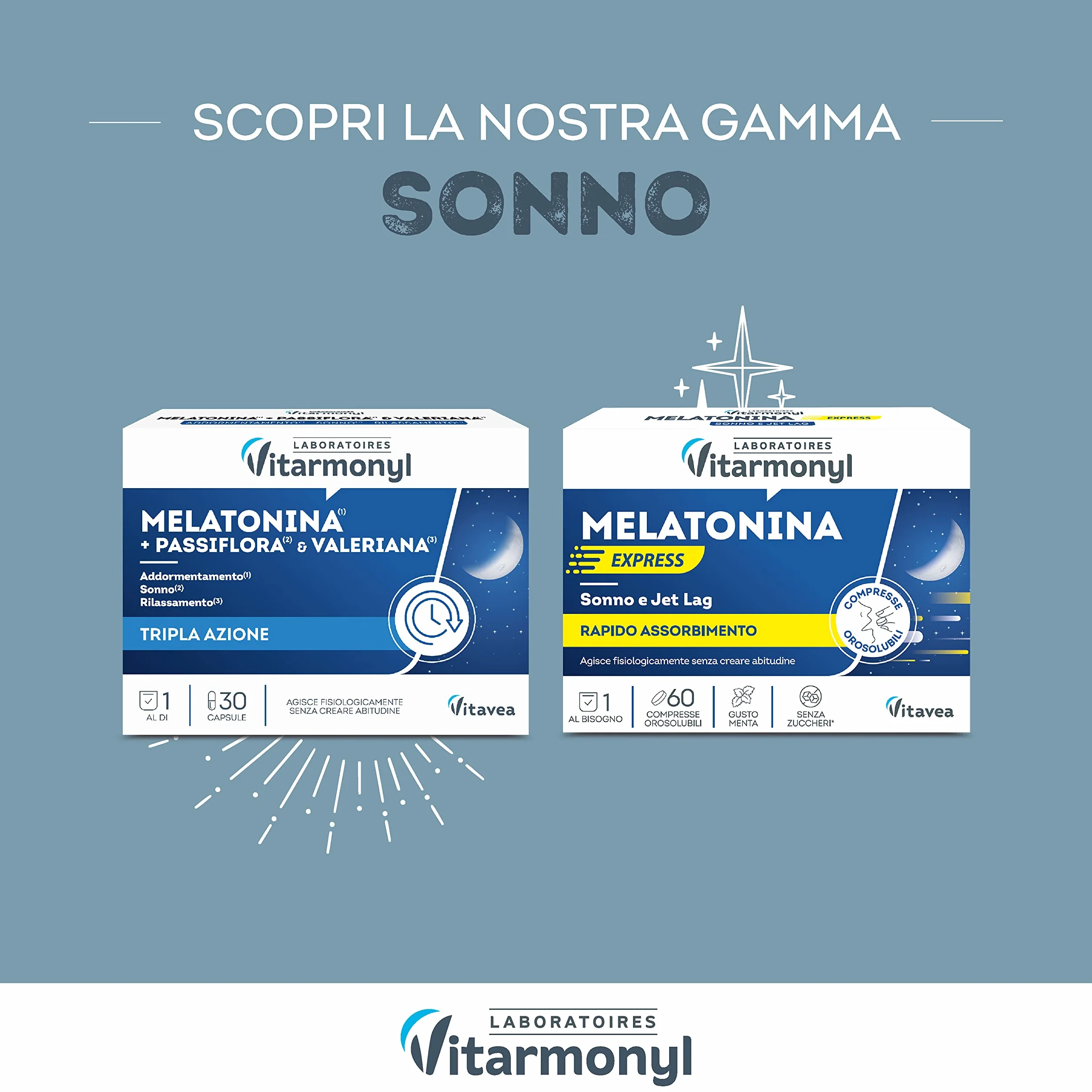 Vitarmonyl Melatonina Express 1 mg Integratore Sonno Jet Lag Compresse Orosolubili Rapido Assorbimento Gusto Menta 60 Compresse