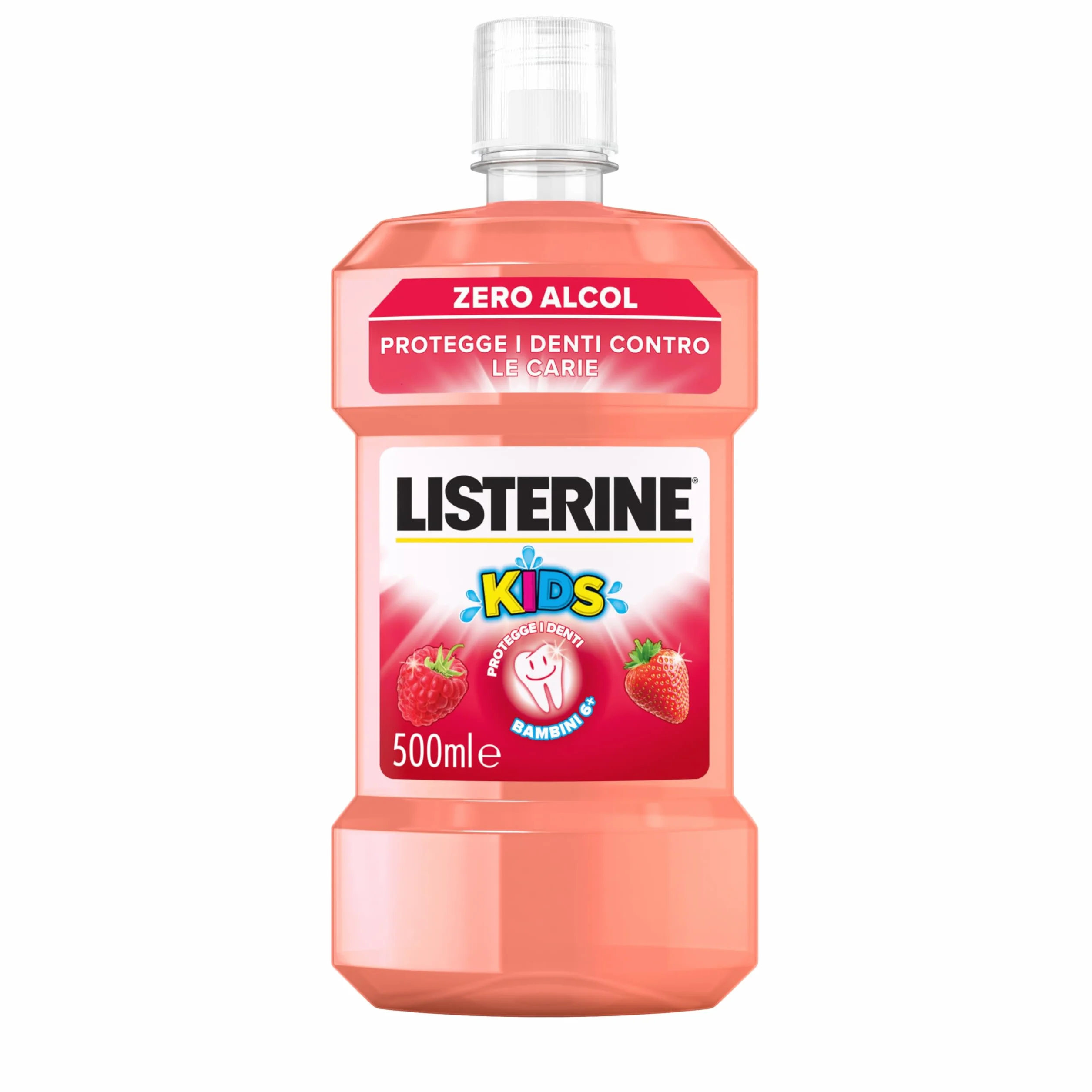 LISTERINE Smart Rinse Kids Collutorio bambini 0% alcol ai Frutti Rossi 500 ml