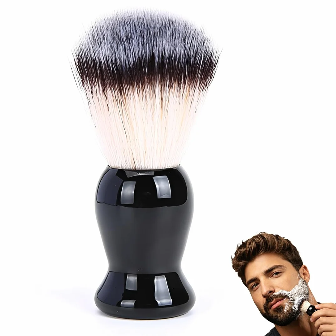 1 Pennello Da Barba Sintetico Nero Per Barba, Spazzola Rasatura Professionale 10.5Cm, Accessorio Regalo Uomo, Crema Schiuma Da Barba