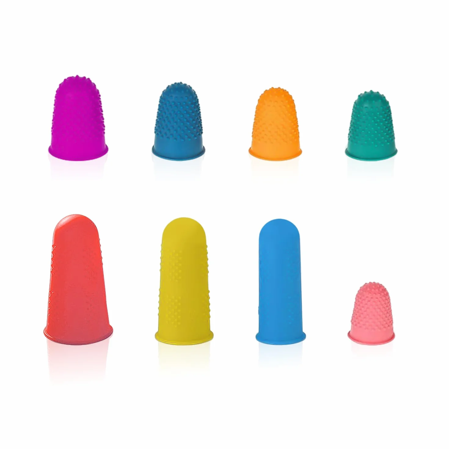 8 protezioni per le dita, protezione per le dita in silicone, dita in silicone, dita lunghe e corte in silicone, dita antiscivolo (rosa, verde, arancione, blu, viola, rosso)
