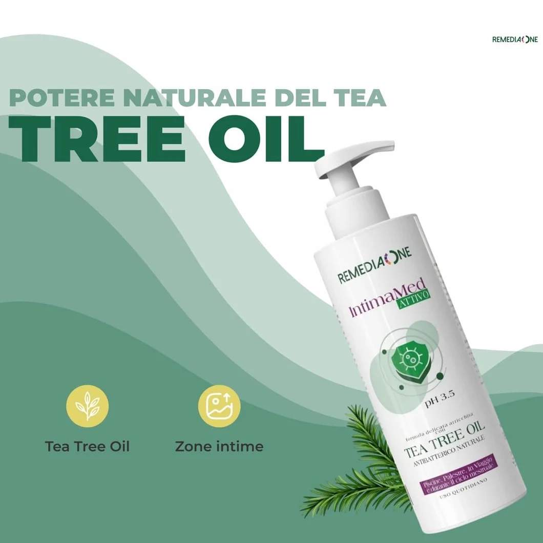 REMEDIA ONE Detergente Intimo Uomo Donna Tea Tree Oil Sapone Intimo Antibatterico Naturale pH 3.5 500 ml