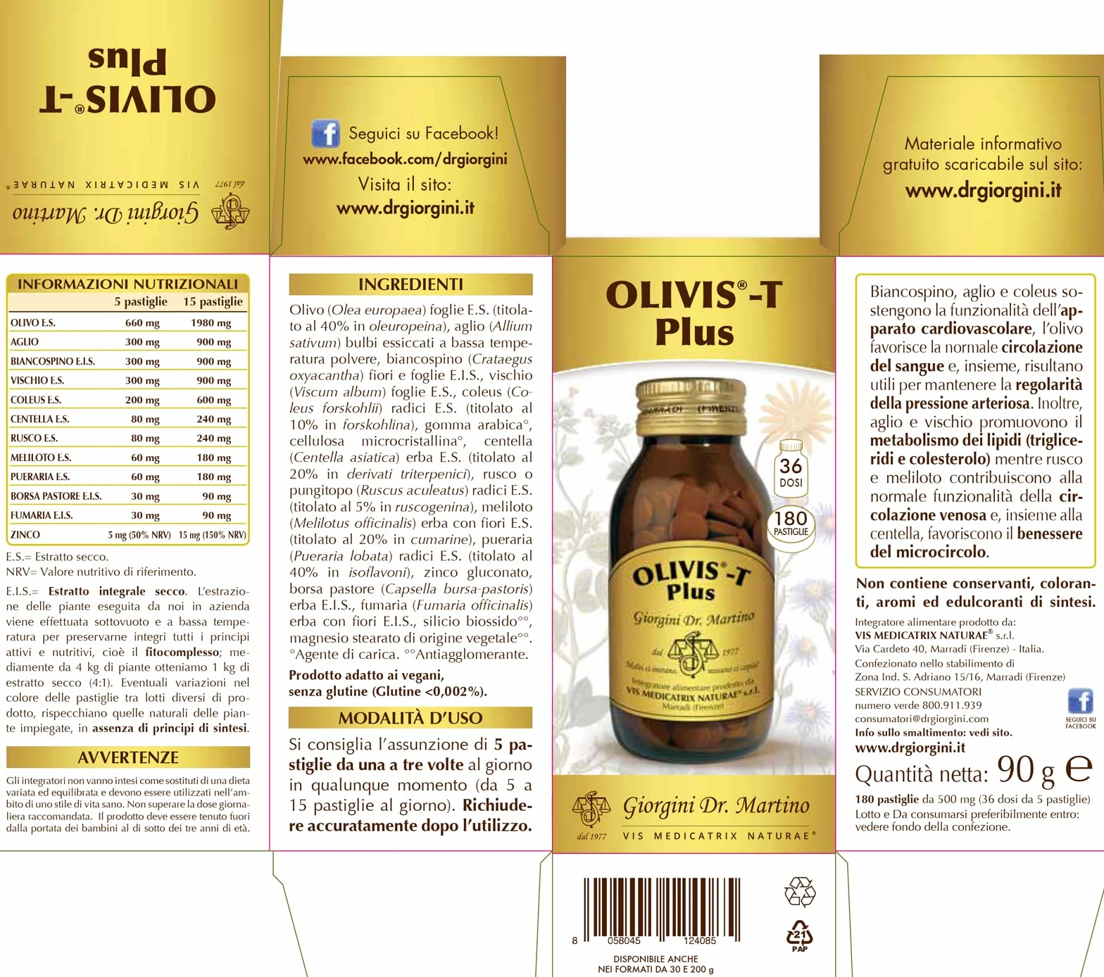 Dr Giorgini OLIVIS-T Plus pastiglie - 90 g