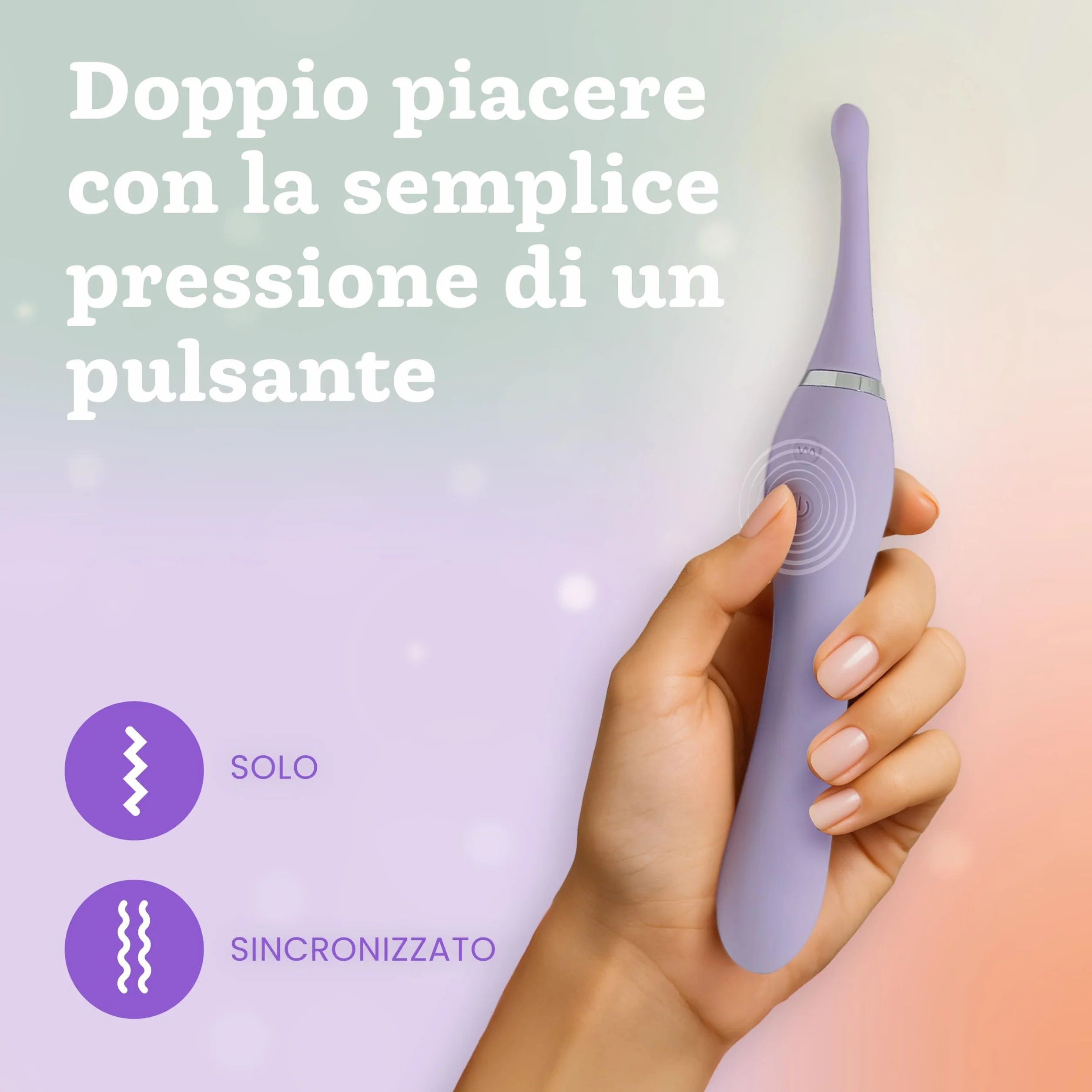 Vibratore Clitorideo con Coda Vibrante di Oliver James – 10 Modalità di Piacere, Wand in Silicone Resistente all’Acqua per Donna, Sex Toy Ricaricabile USB (Lilla Pastello)