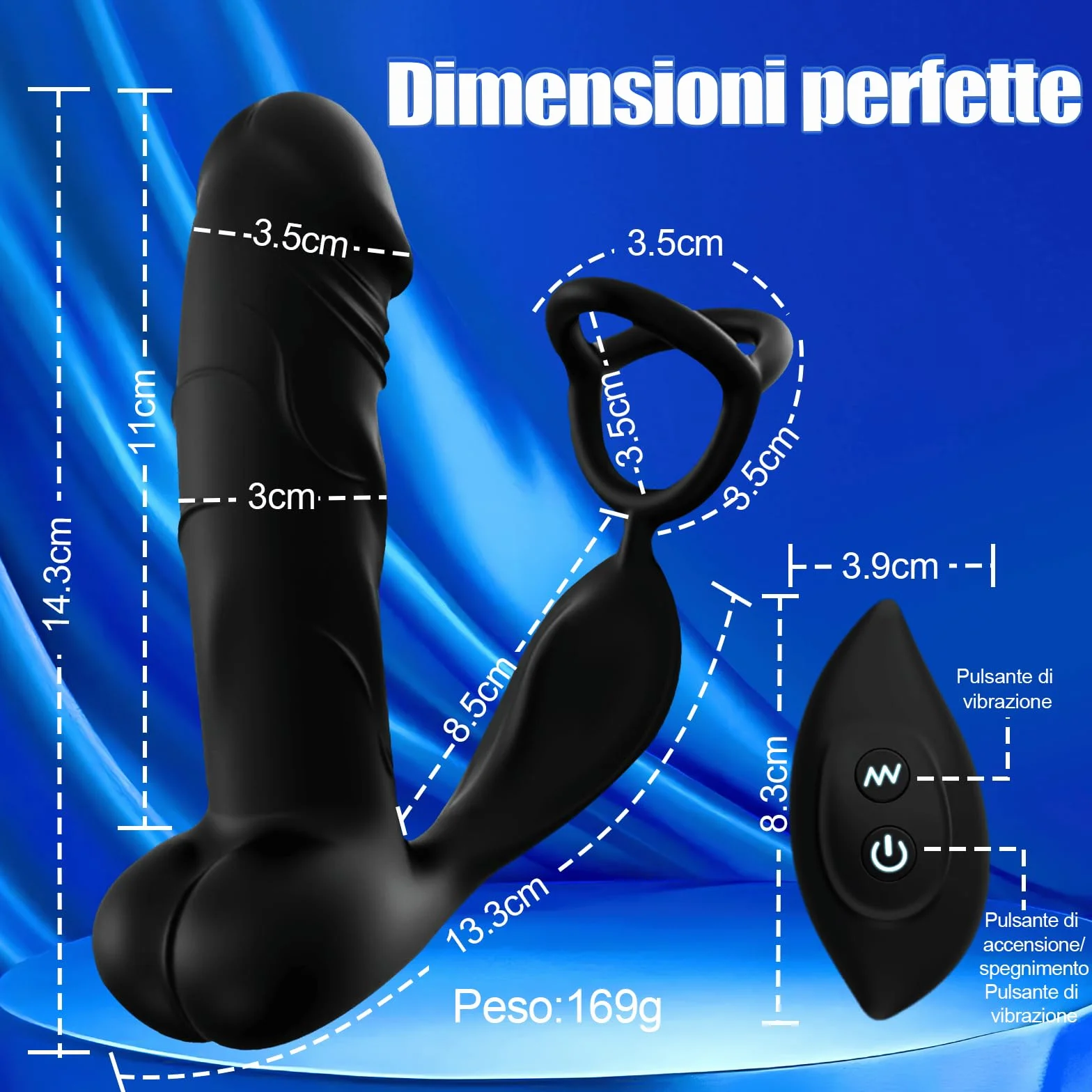 Vibratore Anale Stimolatore Prostata per Uomo Massaggiatore Prostatico Dilatatore Uomo con Anello per Pene Anale Vibratore con Telecomando Massaggiatori Dildo Vibratori Silicone Giocattoli Sessuali