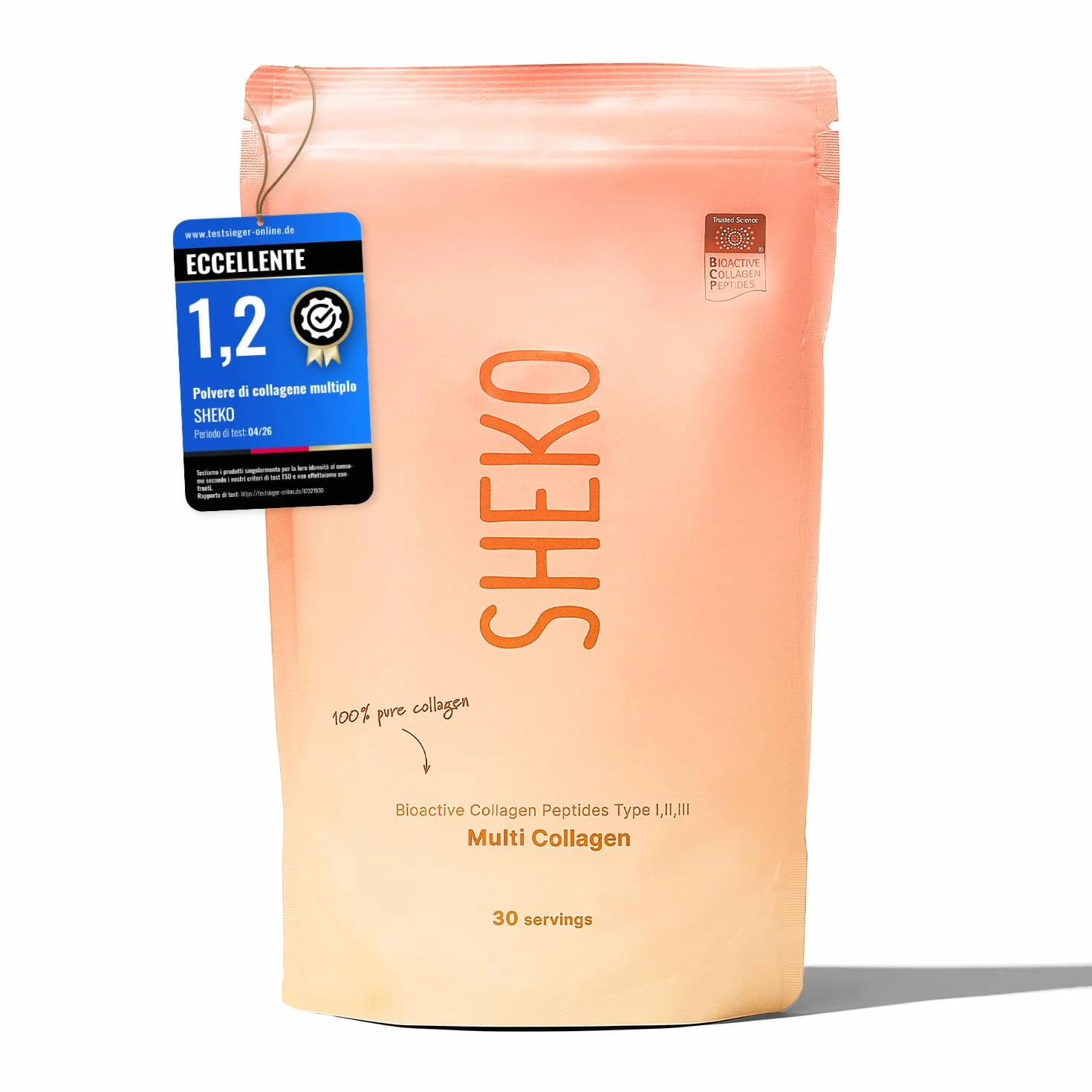 SHEKO Collagene Idrolizzato 450g - Natural Bioactive Collagen Powder - Peptidi di tipo 1, 2, 3