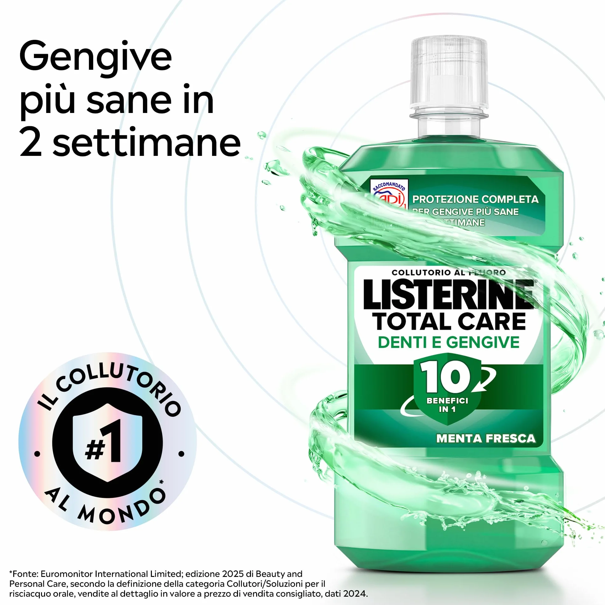 LISTERINE Total Care Denti e Gengive Collutorio al Fluoro Menta Fresca 500 ml