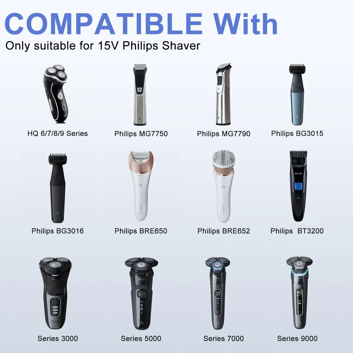 KFD Caricabatteria Philips Series 5000 3000 7000 9000 Norelco HQ8505 Arcitec HQ7100 7720 HQ8894 Multigroom HQ845 Adattatore Caricatore