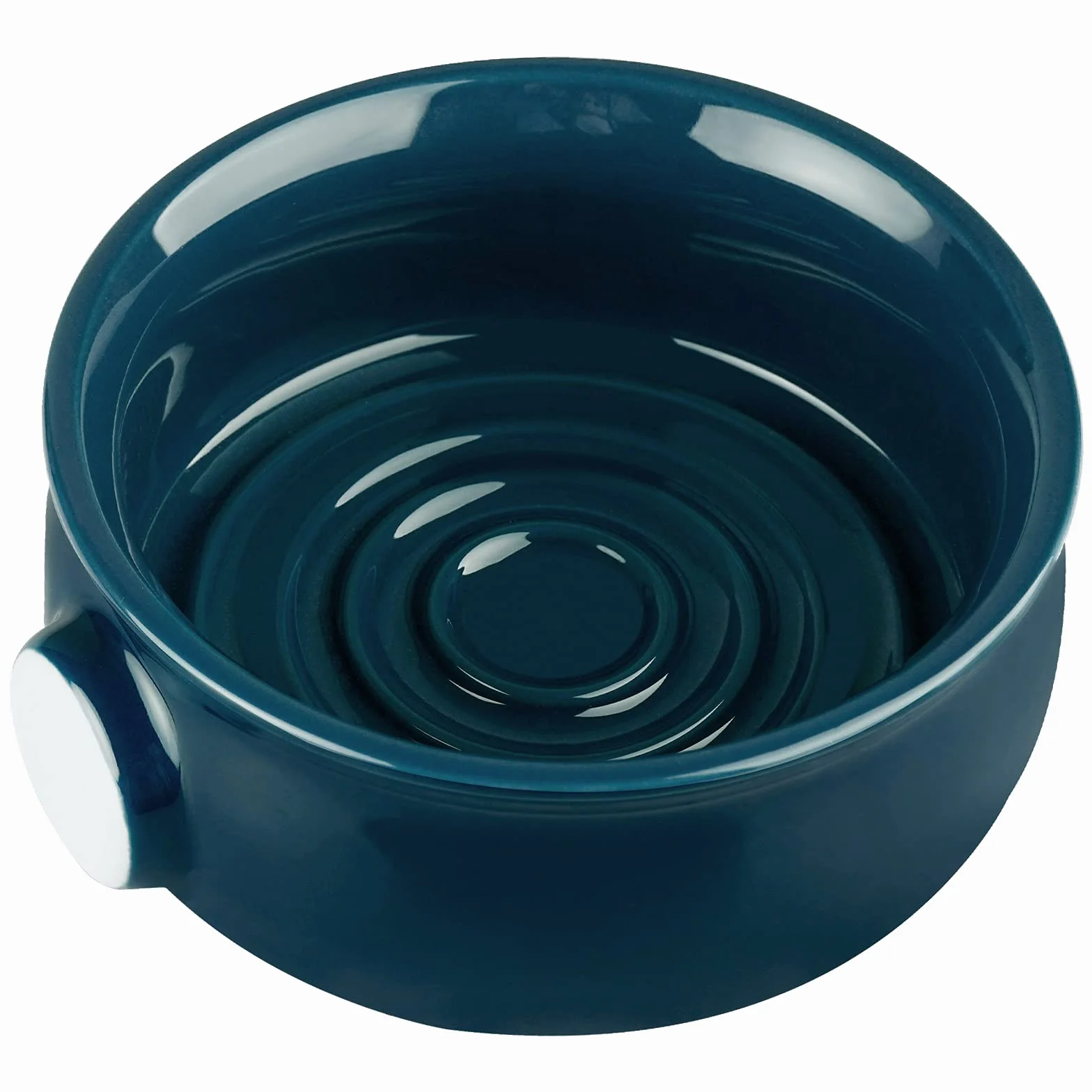 Linkidea Ciotola per Sapone da Barba in Ceramica con Manico Antiscivolo, Bocca Larga, Grande Capacità, Creste Più Facili da Insaponare, Ciotola per Crema da Barba per Rasoio Umido per Uomo, Blu Lago
