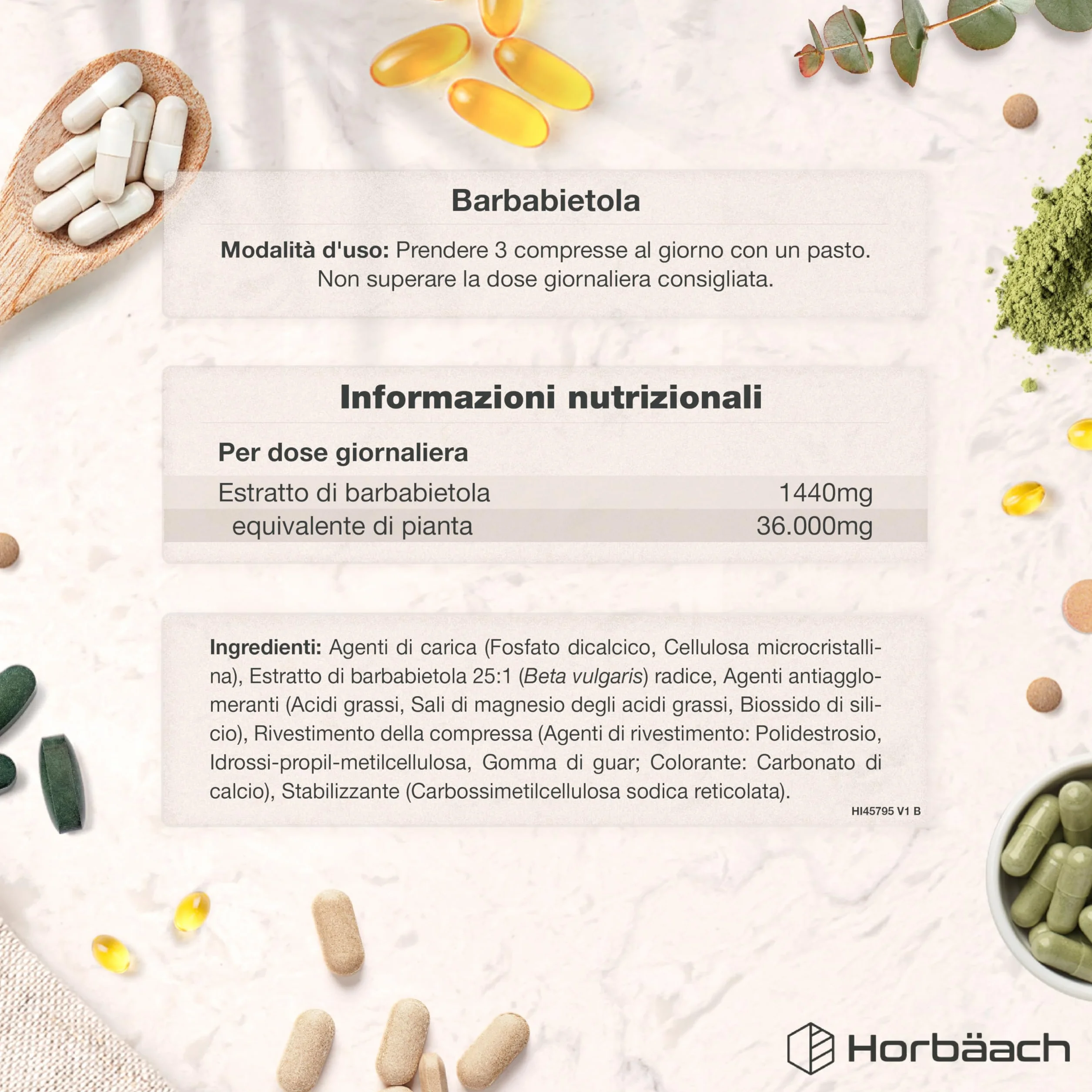 Horbaach Barbabietola Rossa Integratore 36.000mg Stimolatore Ossido Nitrico 120 Compresse Vegane