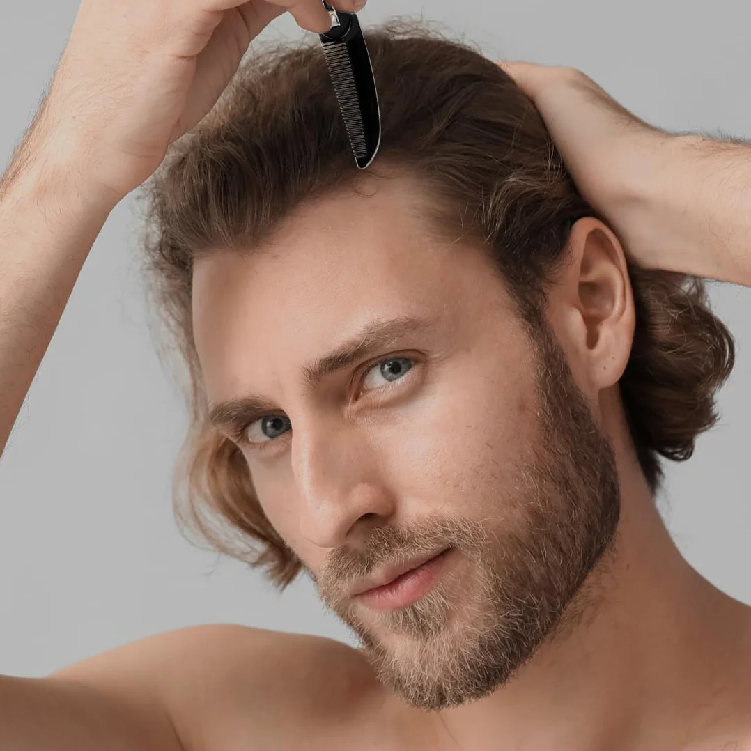Pettine Pieghevole per Barba da Viaggio – Confezione da 3 Pettini Piccoli Tascabili per Baffi e Capelli