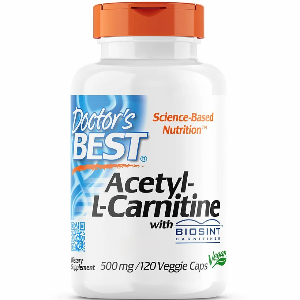 Doctor's Best, Acetyl-L-Carnitin, 500 mg, 120 Capsule vegane, Testato in Laboratorio, Senza Glutine, Senza Soia, Vegetariano, Non OGM