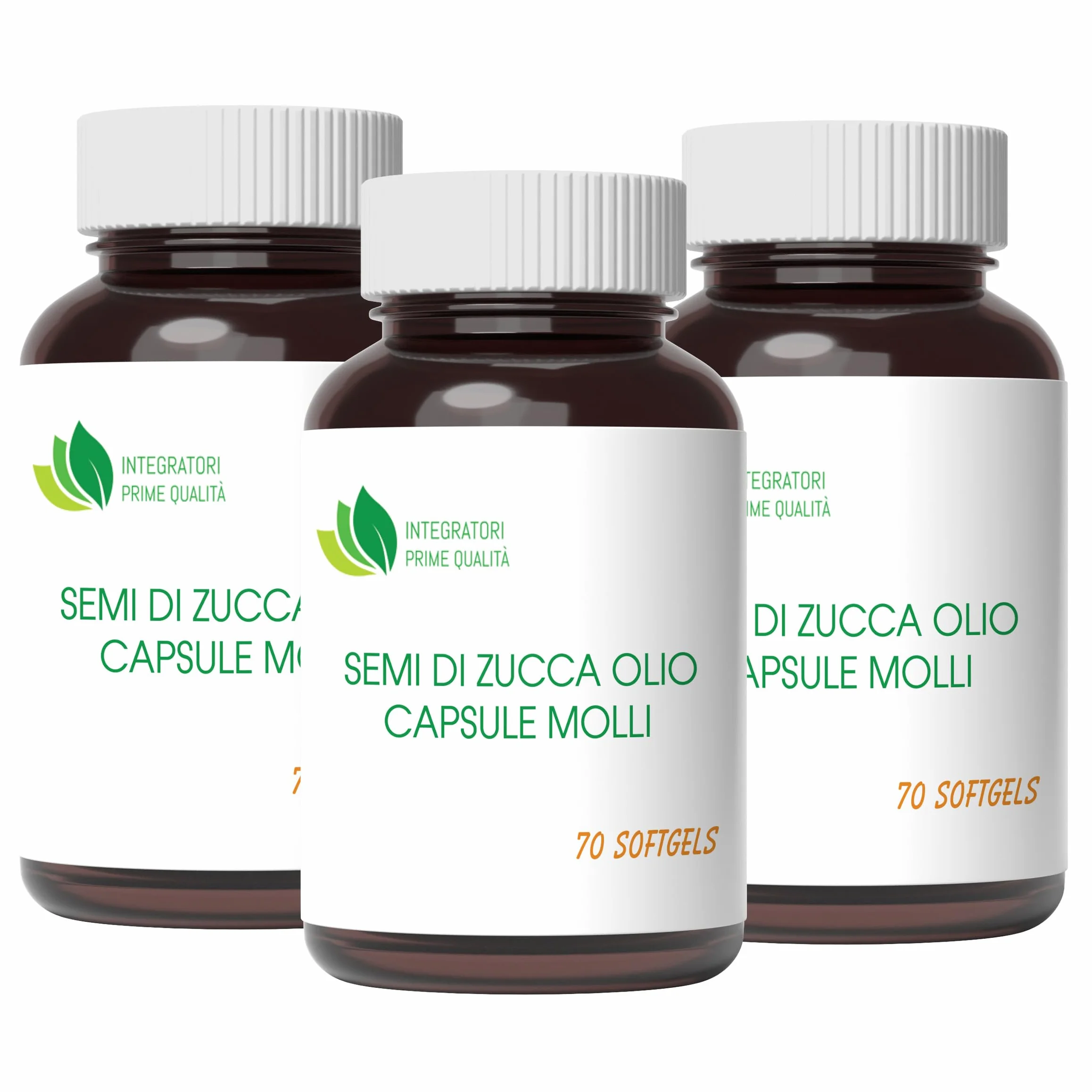 Semi di Zucca Olio Capsule Molli 210 Softgels Acido Linoleico Omega 3-6-9 Olio Spremuto a Freddo