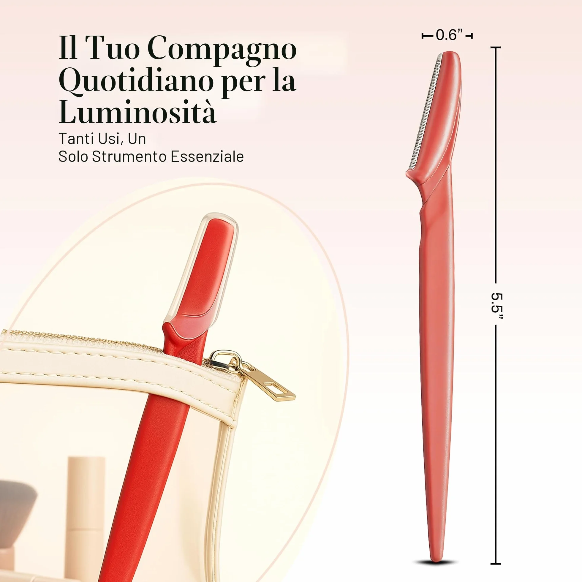 Kitsch Dermaplaning Tool Rasoi per il viso da donna 12 pezzi Corallo