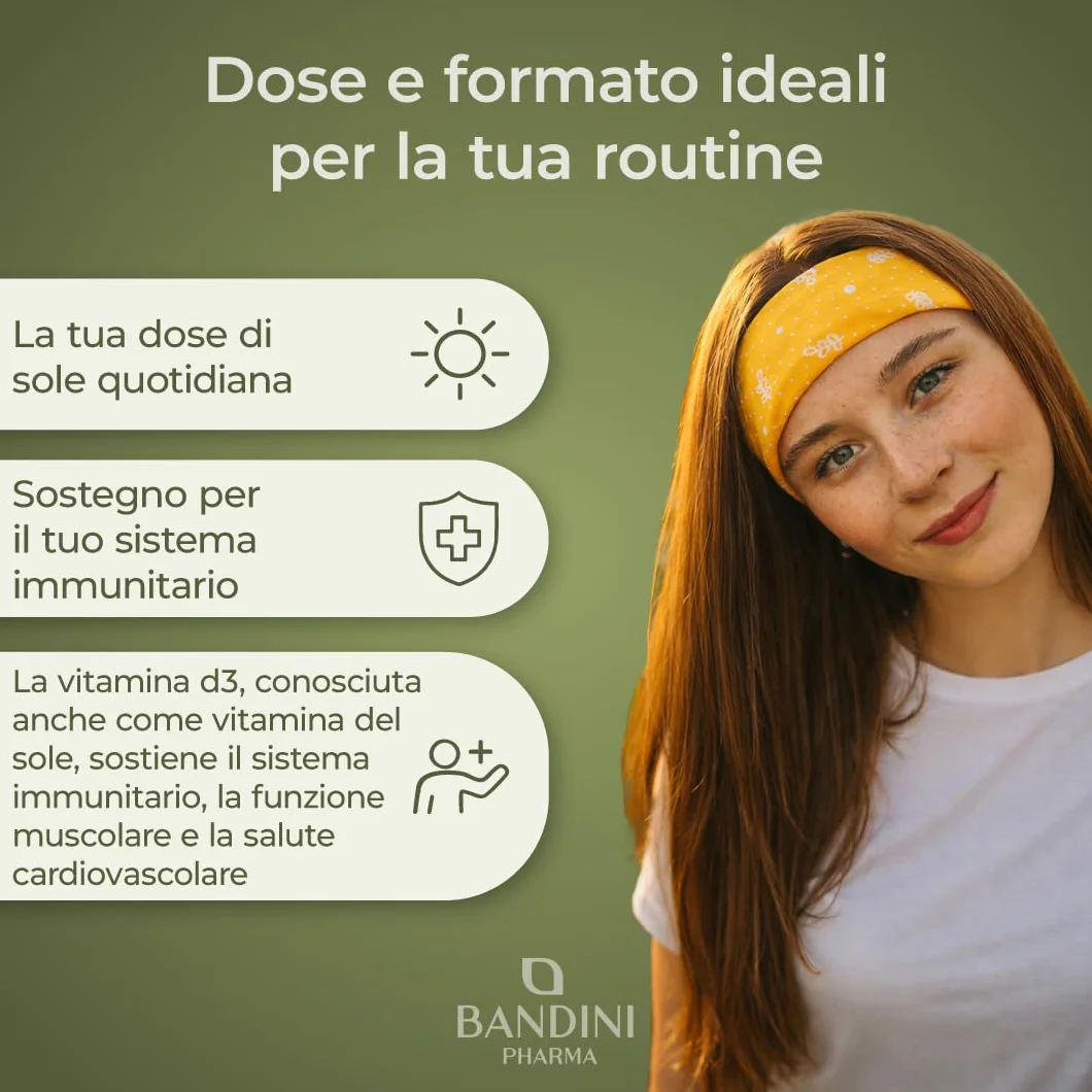 Bandini® Vitamina D3 | 2000 UI per Goccia | Integratore in Olio Extravergine di Oliva | 30ml con Contagocce | Supporto per Ossa, Denti e Sistema Immunitario | Alta Biodisponibilità | Facile Assunzione