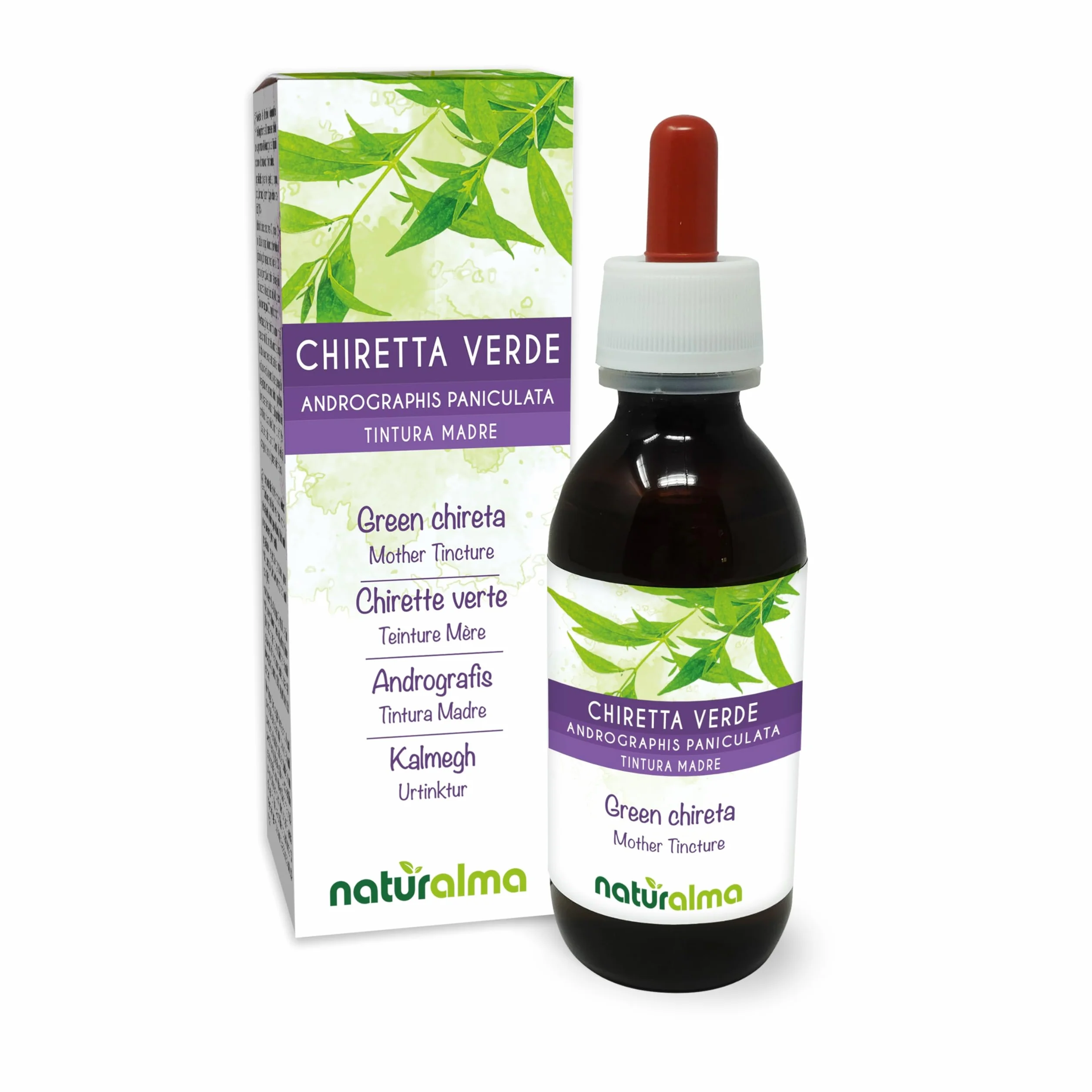 Chiretta verde Andrographis paniculata Tintura Madre analcoolica Estratto liquido gocce 120 ml Integratore alimentare Vegano