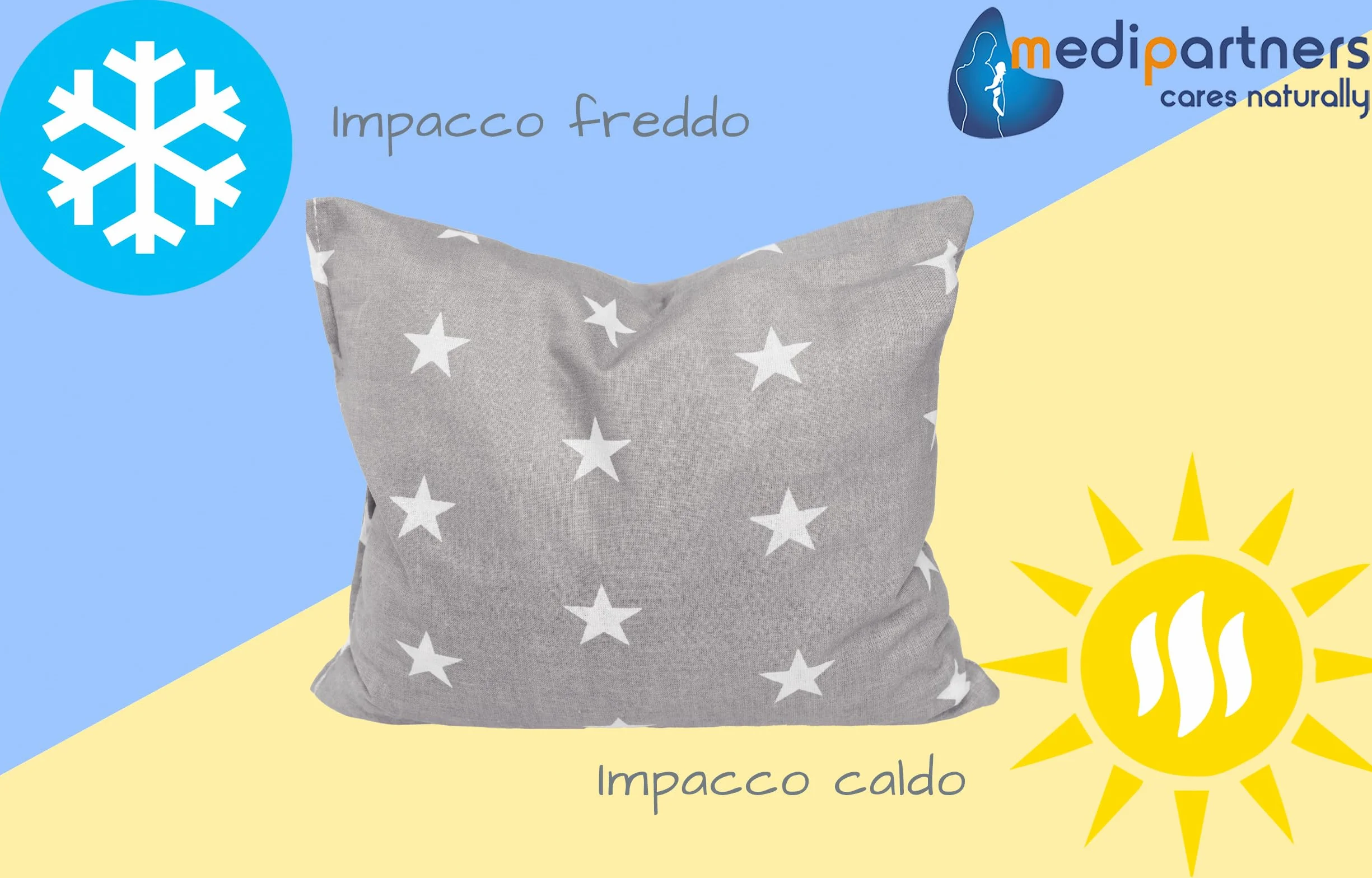 Medi Partners Cuscino termico microonde con noccioli di ciliegia 500g rettangolare 20x25cm 100% Cotone Riscaldante Cervicale