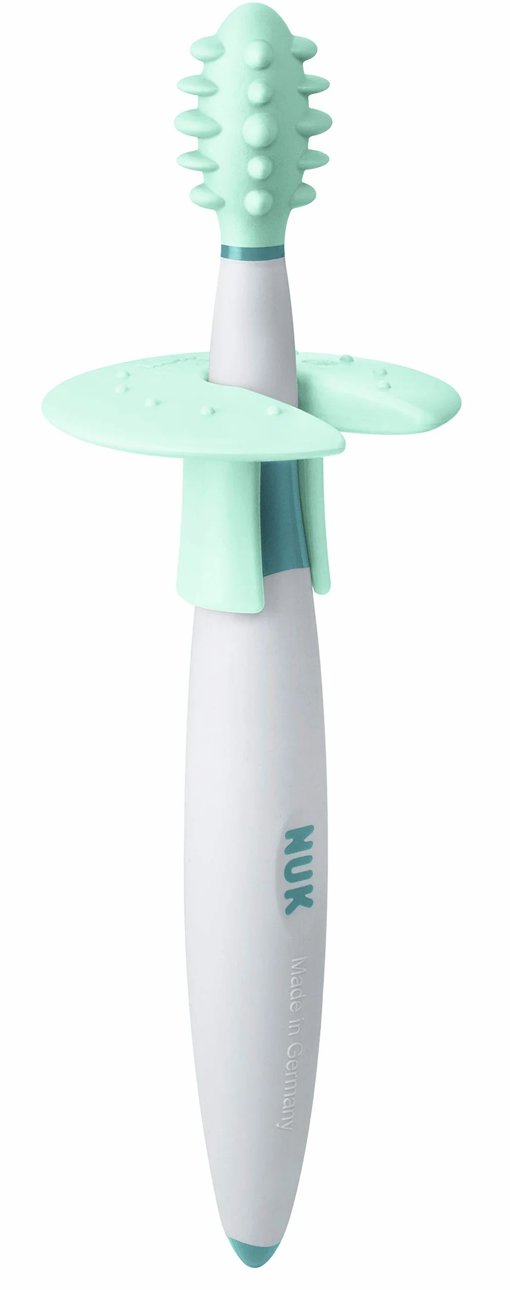 NUK Set di spazzolini da denti per imparare | 6+ mesi | Spazzolino da denti e spazzolino da denti per imparare per bambini | Anello protettivo e portaspazzolino | Senza BPA | 3 pz