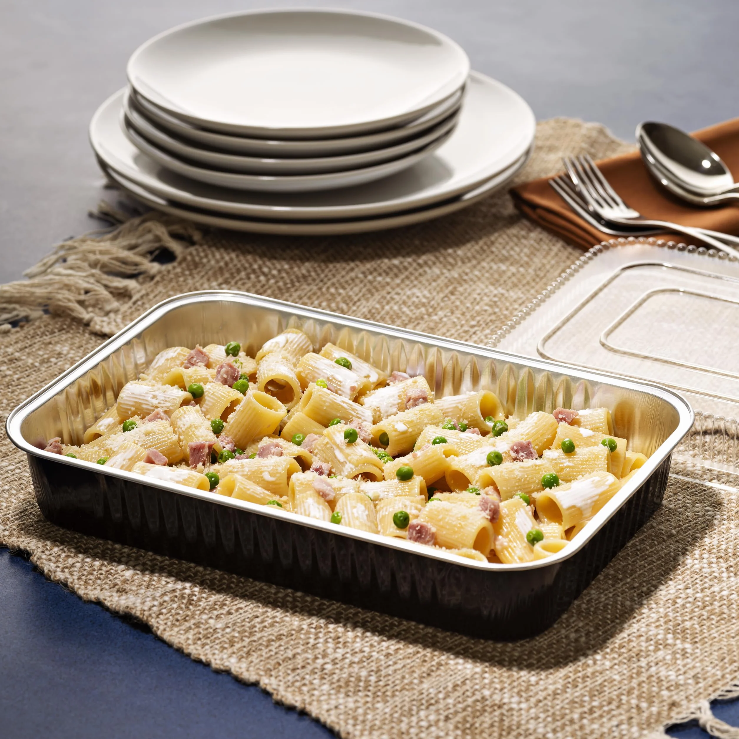 Vaschette alluminio con coperchi ultra-forza 6 porzioni 29x19x4 cm 10 pezzi monouso forno microonde