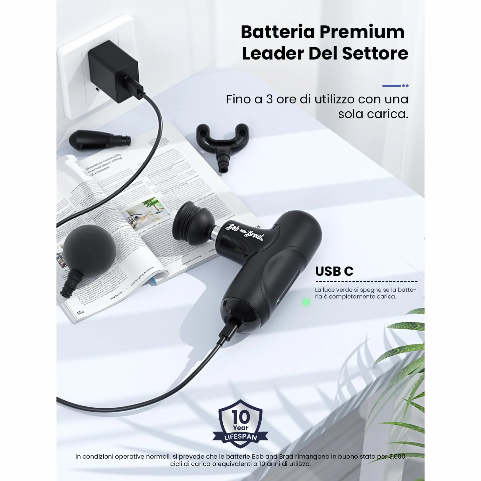 BOB AND BRAD Q2 Mini Pistola Massaggio Muscolare Portatile, Massaggiatore Elettrico per Schiena e Spalle, Silenzioso, Ricarica USB-C, Custodia Inclusa, Ideale per Ufficio, Viaggi e Sport