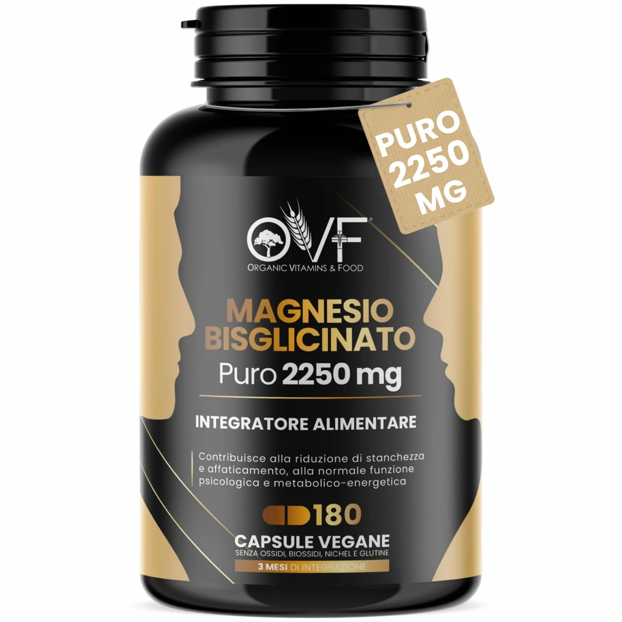 MAGNESIO BISGLICINATO PURO 180 Capsule da 450 mg | 3 Mesi di Integrazione | Supporto per Muscoli e Sonno Integratori Stanchezza Puro Alta Biodisponibilità Vegano