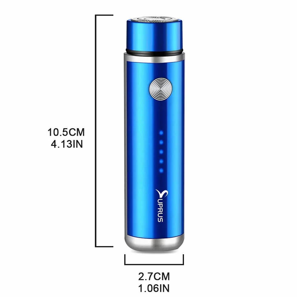 SUPRUS Rasoio elettrico da donna, ricaricabile tramite USB, per viso, barba, baffi, braccia, gambe, ascelle, bikini, indicatore LED della batteria, senza fili (blu)