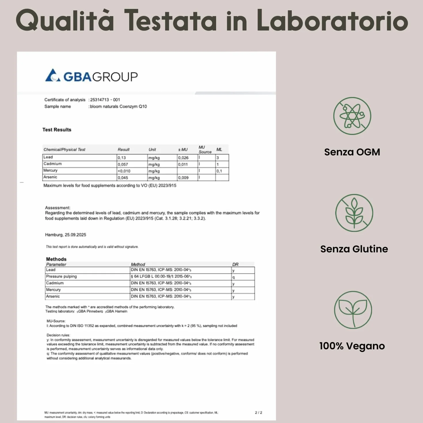 Coenzima Q10 Integratore – 130 Capsule – 200 mg per Capsula – Q10 Coenzima da Fermentazione – Vegano – Prodotto in Germania – Integratore Alimentare - Coq10 200mg Testato in Laboratorio