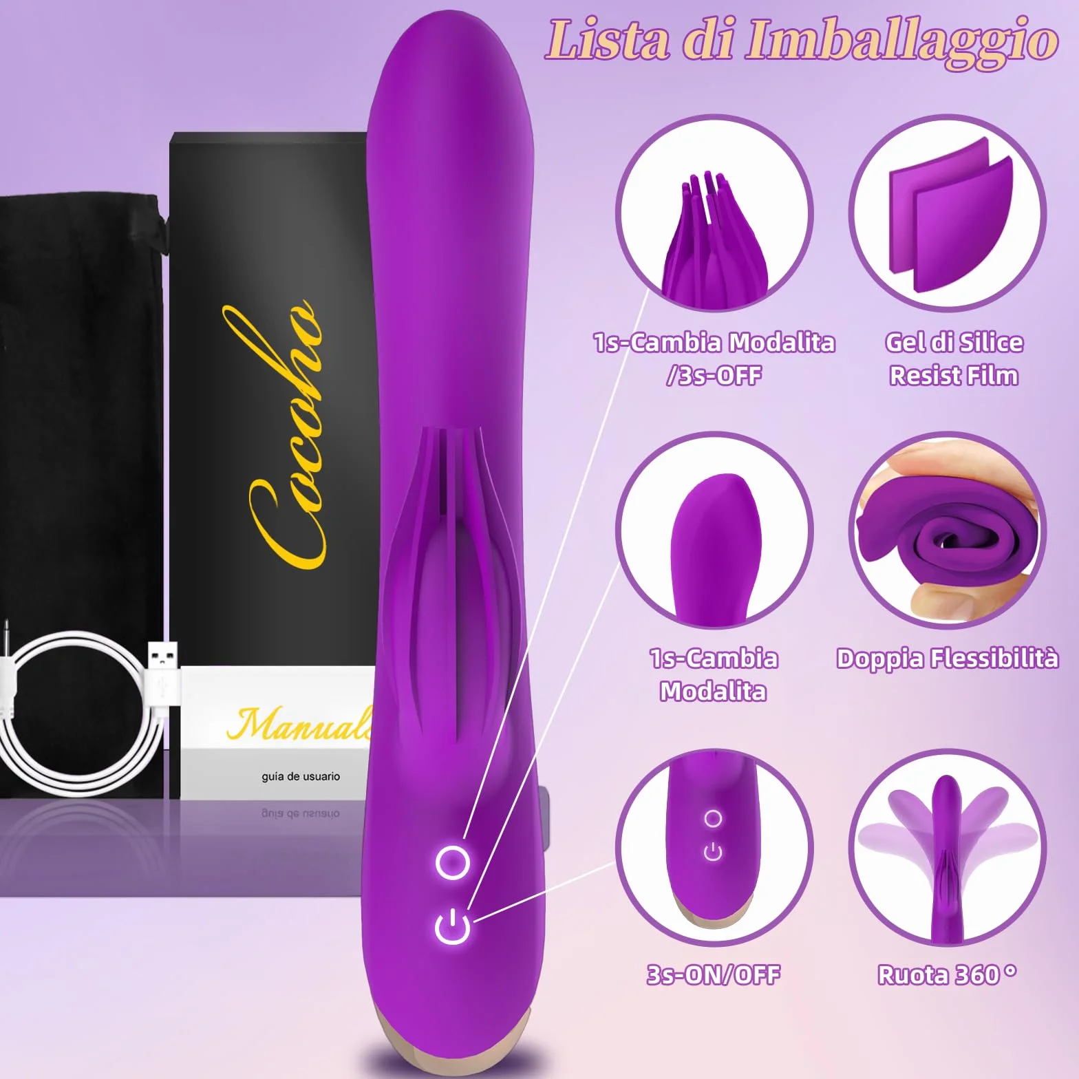 Vibratoreper Donna Professionale Clotoride Grandi Sex Toys 10 Modo Vibratoriper Donne Punto G Squirting Dildo Realistico Vibratore Rabbit Sexytoysys Donna Coppia Uomo Stimolatore per Clitoride(Viola)