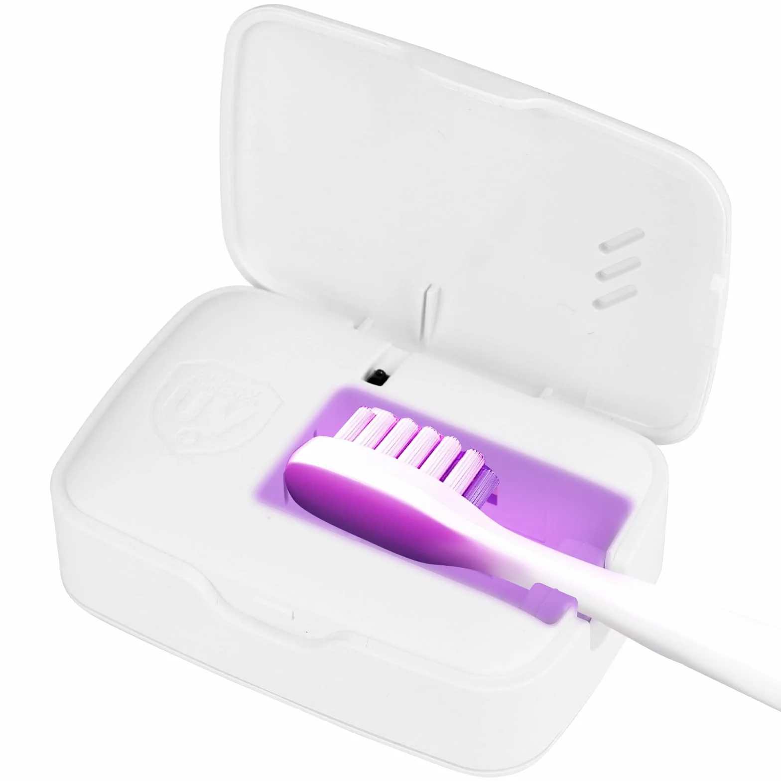 Custodia disinfettante per spazzolino da denti UV, mini disinfettante portatile con riscaldamento a asciugatrice, copertura ricaricabile per spazzolino da denti con asciugatura a ventola, scatola