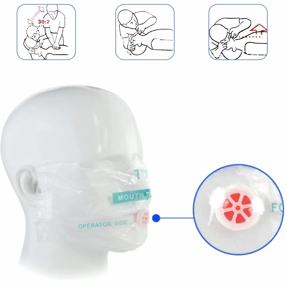 Mascherine per RCP Kit di Emergenza Maschere Tascabili Primo Soccorso Allenamento RIC Confezione da 50