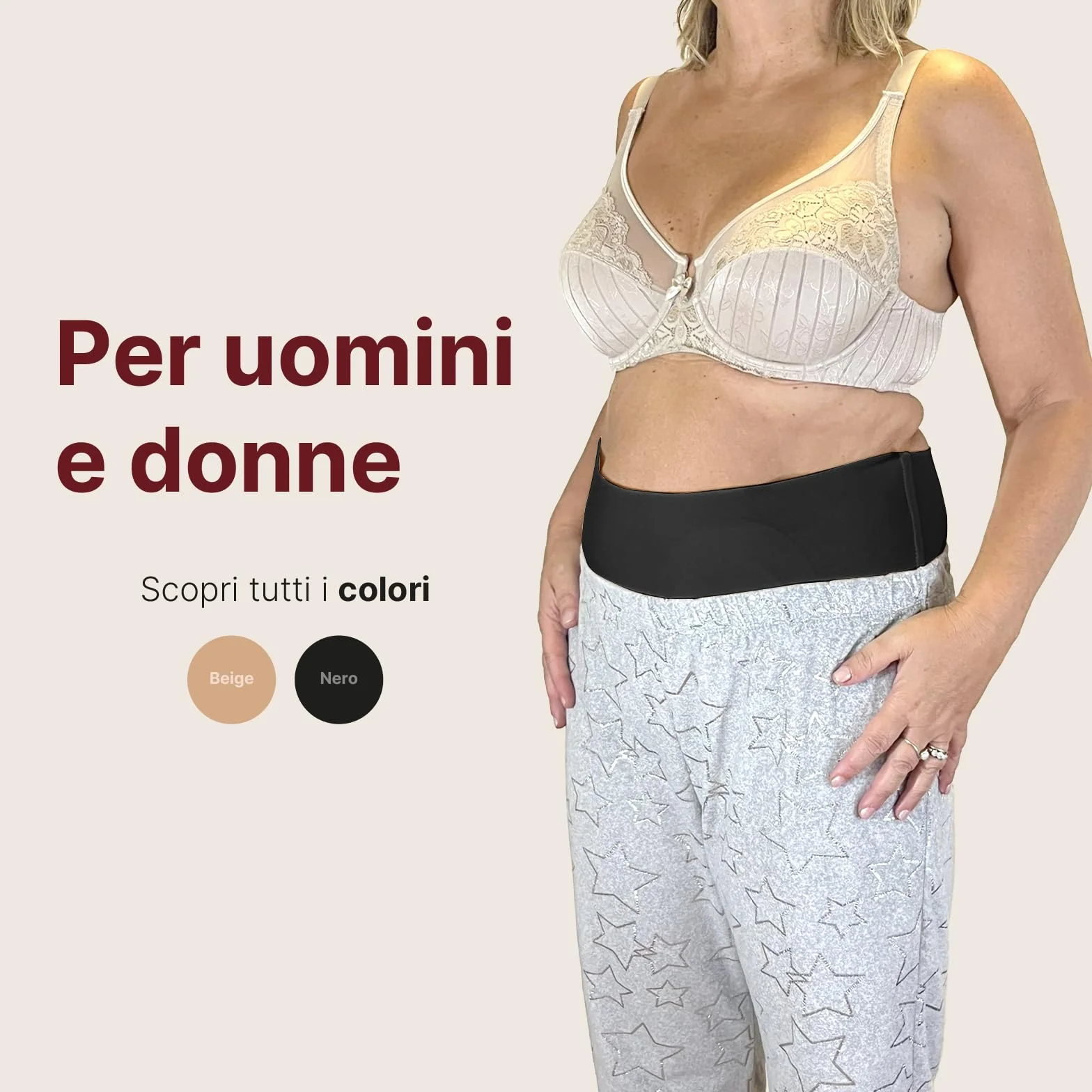 Glico Line Fascia 24 Ore per Stomia Unisex, Ideale per Giorno e Notte, Tasca Interna per Contenere la Sacca, Made in Italy, Nero, M